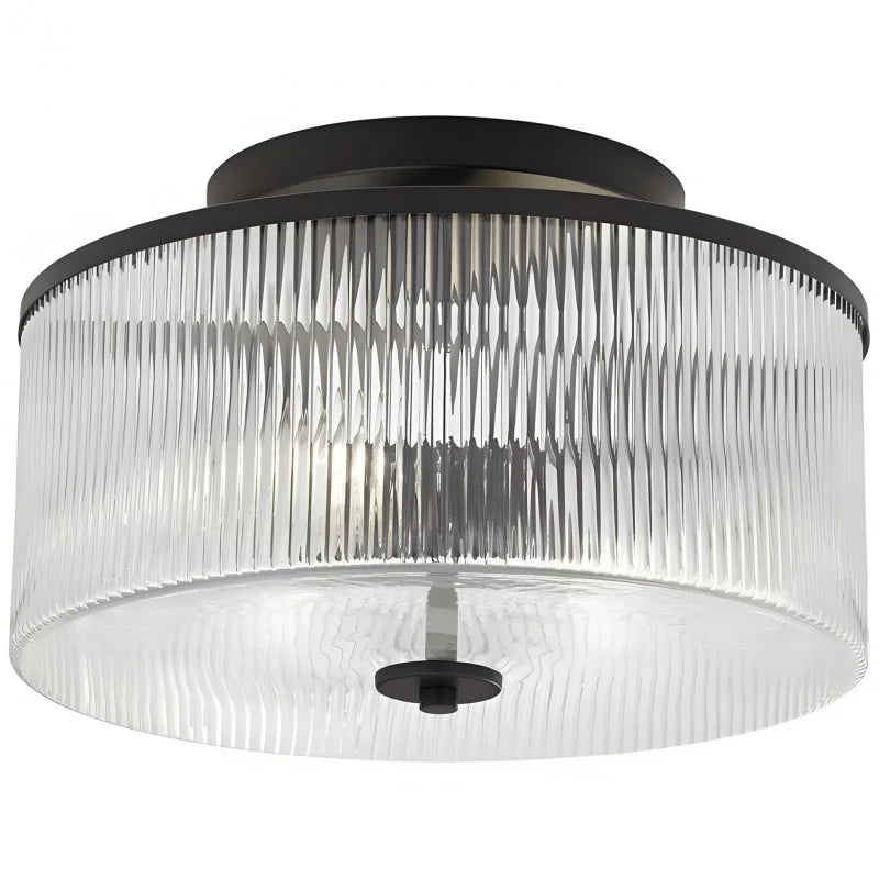 Ceiling Light Metal Glass 14 in Dual-Light Black Brass Living Room Modern Fixture Decorative Lighting | Thomler