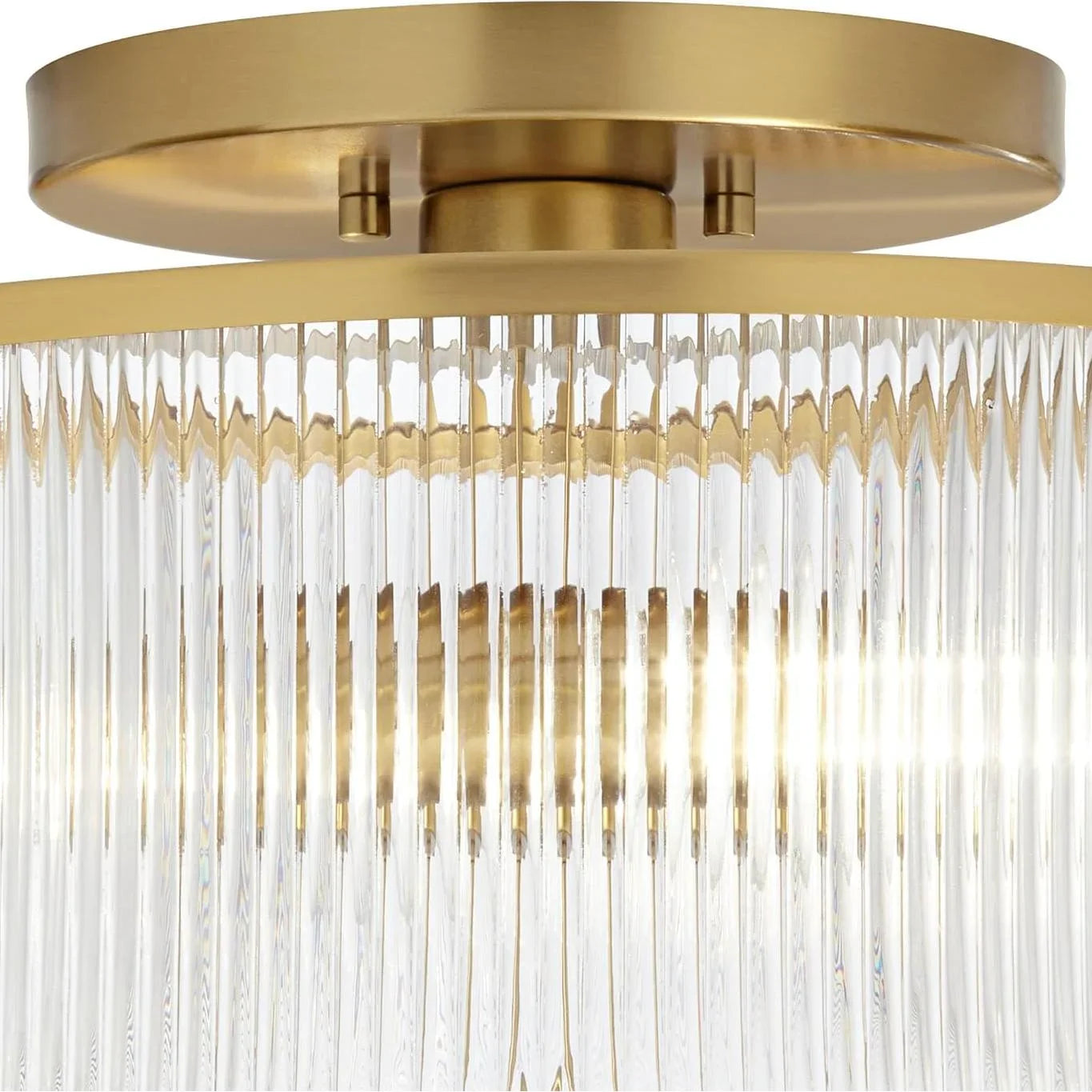 Ceiling Light Metal Glass 14 in Dual-Light Black Brass Living Room Modern Fixture Decorative Lighting | Thomler