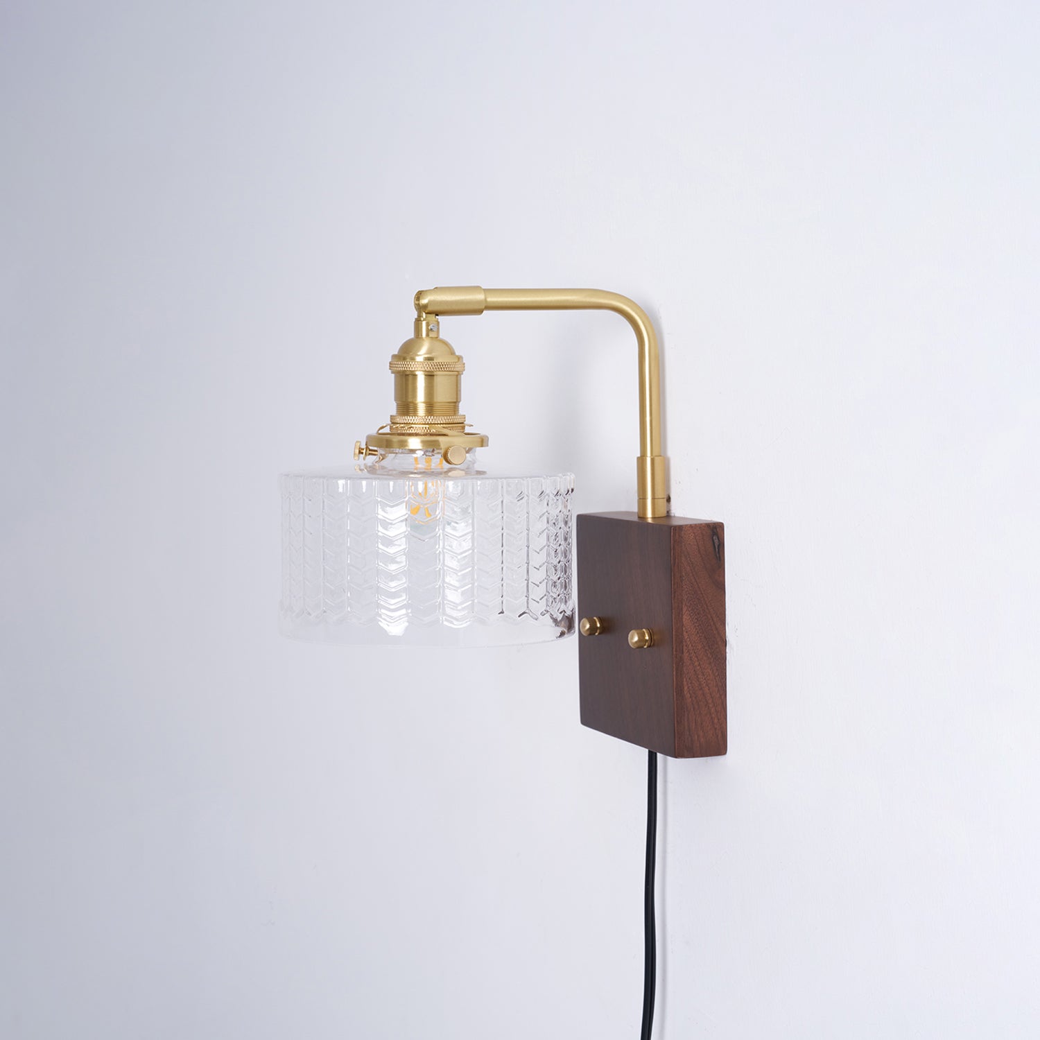 Wall Lamp Wood Brass 9.4 in Green Clear Art Glass Indoor Accent Lighting Decorative Fixture | Thomler