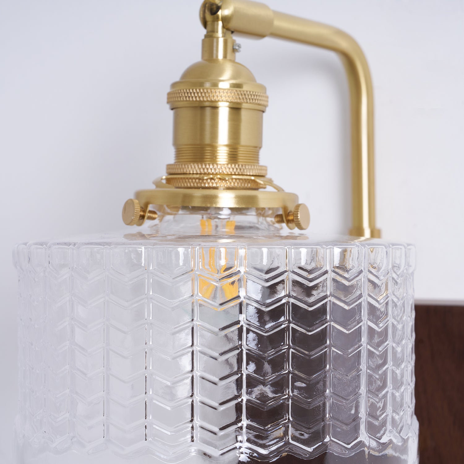 Wall Lamp Wood Brass 9.4 in Green Clear Art Glass Indoor Accent Lighting Decorative Fixture | Thomler