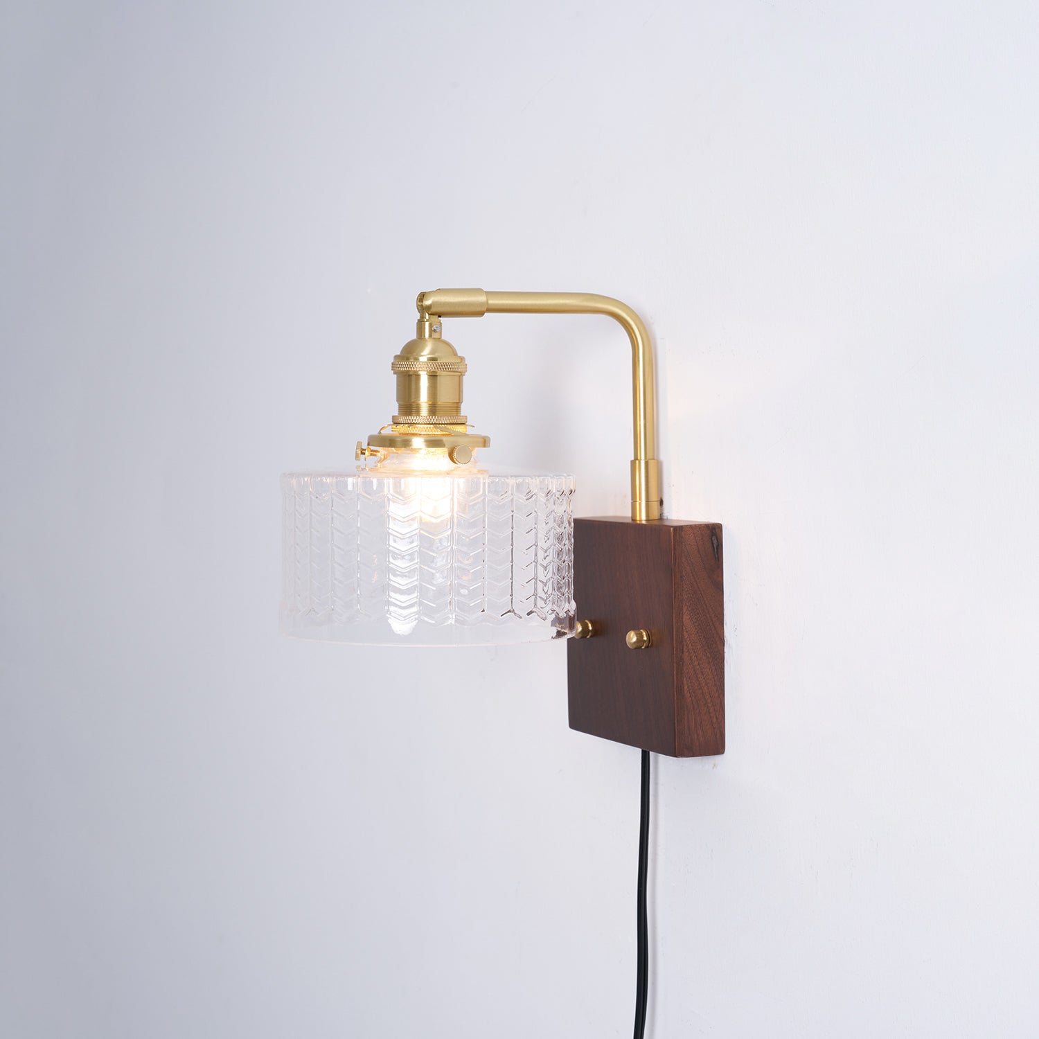Wall Lamp Wood Brass 9.4 in Green Clear Art Glass Indoor Accent Lighting Decorative Fixture | Thomler