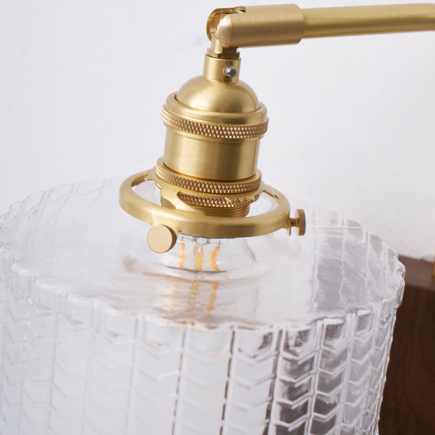 Wall Lamp Wood And Brass 9.4 in Green Glass Shade Indoor Bathroom Bedroom Accent Light | Thomler