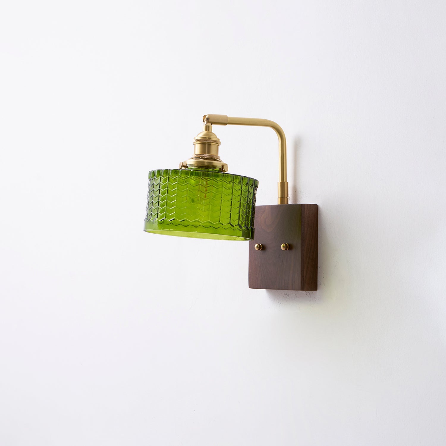 Wall Lamp Wood And Brass 9.4 in Green Glass Shade Indoor Bathroom Bedroom Accent Light | Thomler