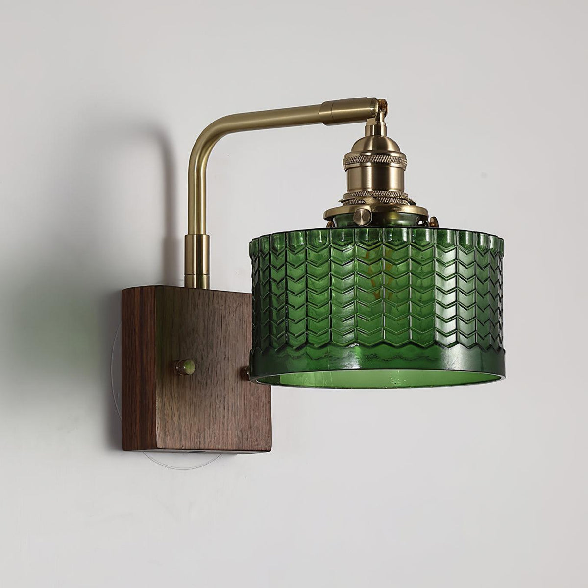 Handcrafted Wall Sconce with Textured Glass Shade & Natural Wood Bracket for Living Room, Bedroom, Hallway | Thomler