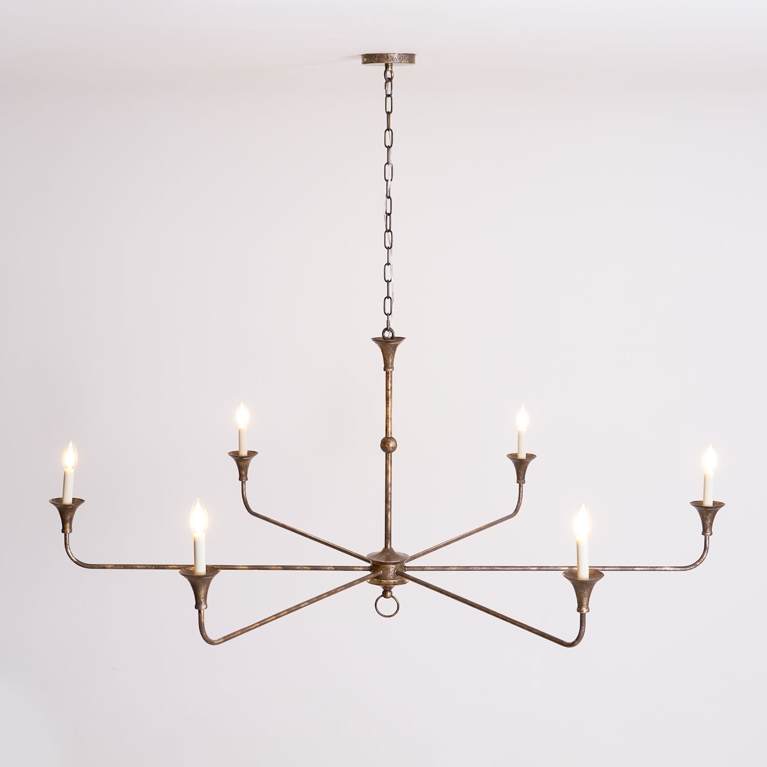 Pendant Light Brass Metal 91.0 cm Dining Room Candle Style Ceiling Chandelier Adjustable Chain E14 Hanging Fixture | Thomler
