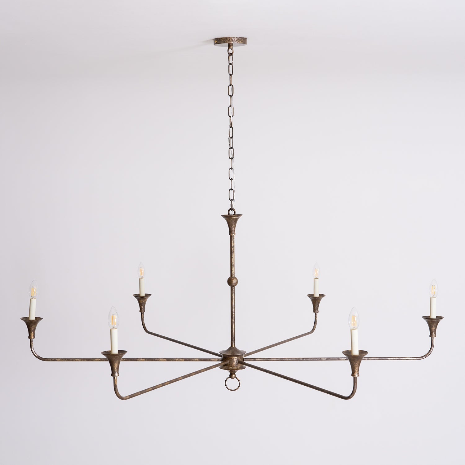 Pendant Light Brass Metal 91.0 cm Dining Room Candle Style Ceiling Chandelier Adjustable Chain E14 Hanging Fixture | Thomler