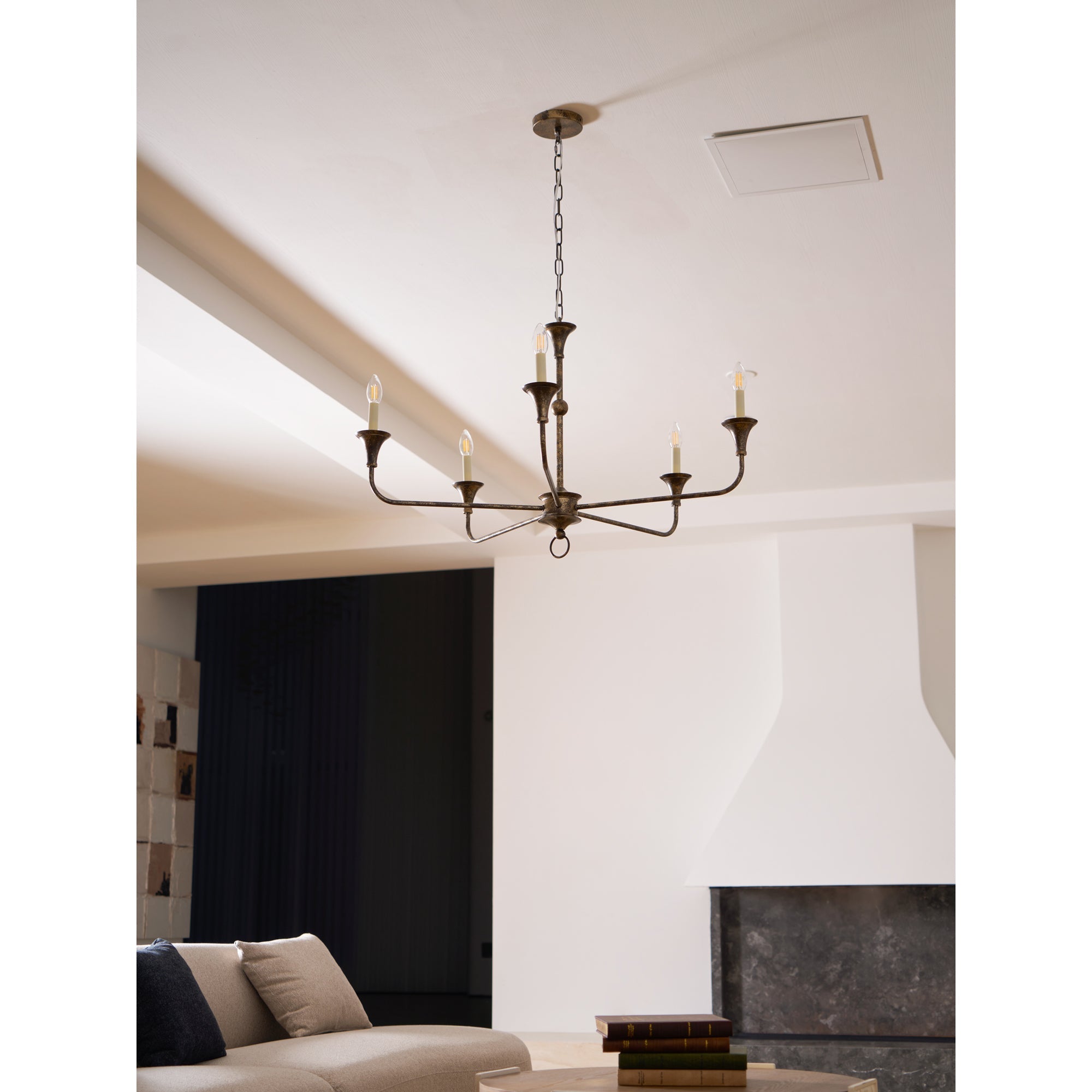 Pendant Light Brass Metal 91.0 cm Dining Room Candle Style Ceiling Chandelier Adjustable Chain E14 Hanging Fixture | Thomler