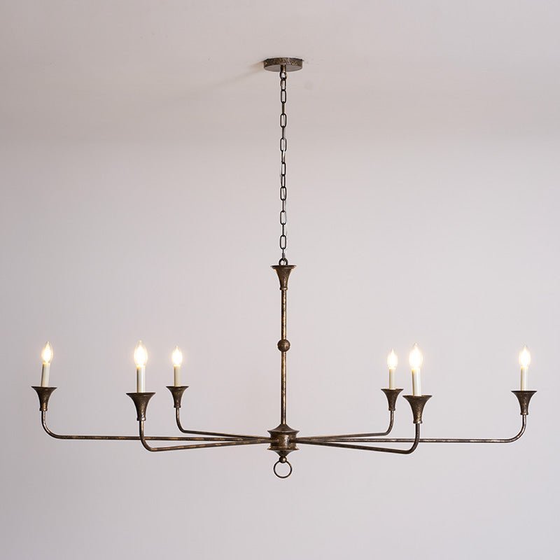 Pendant Light Brass Metal 91.0 cm Dining Room Candle Style Ceiling Chandelier Adjustable Chain E14 Hanging Fixture | Thomler