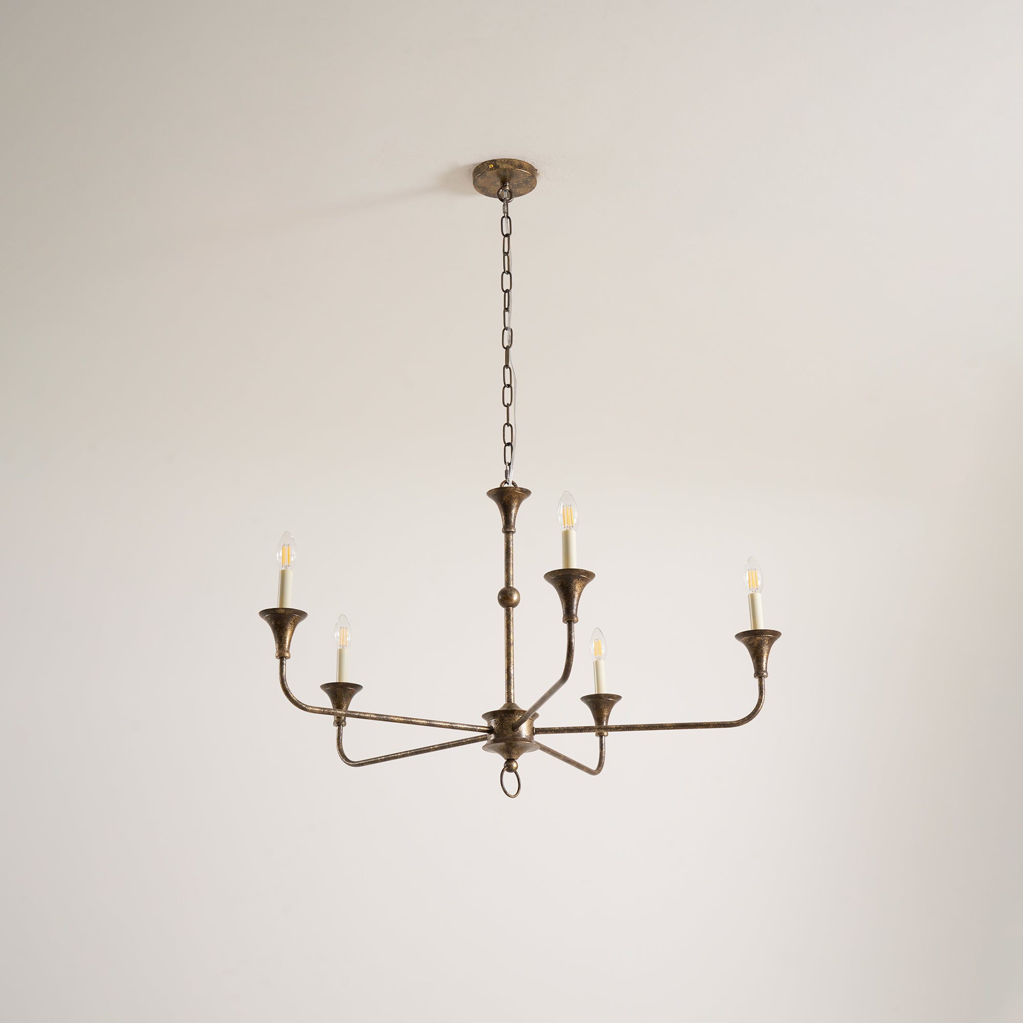 Pendant Light Brass Metal 91.0 cm Dining Room Candle Style Ceiling Chandelier Adjustable Chain E14 Hanging Fixture | Thomler