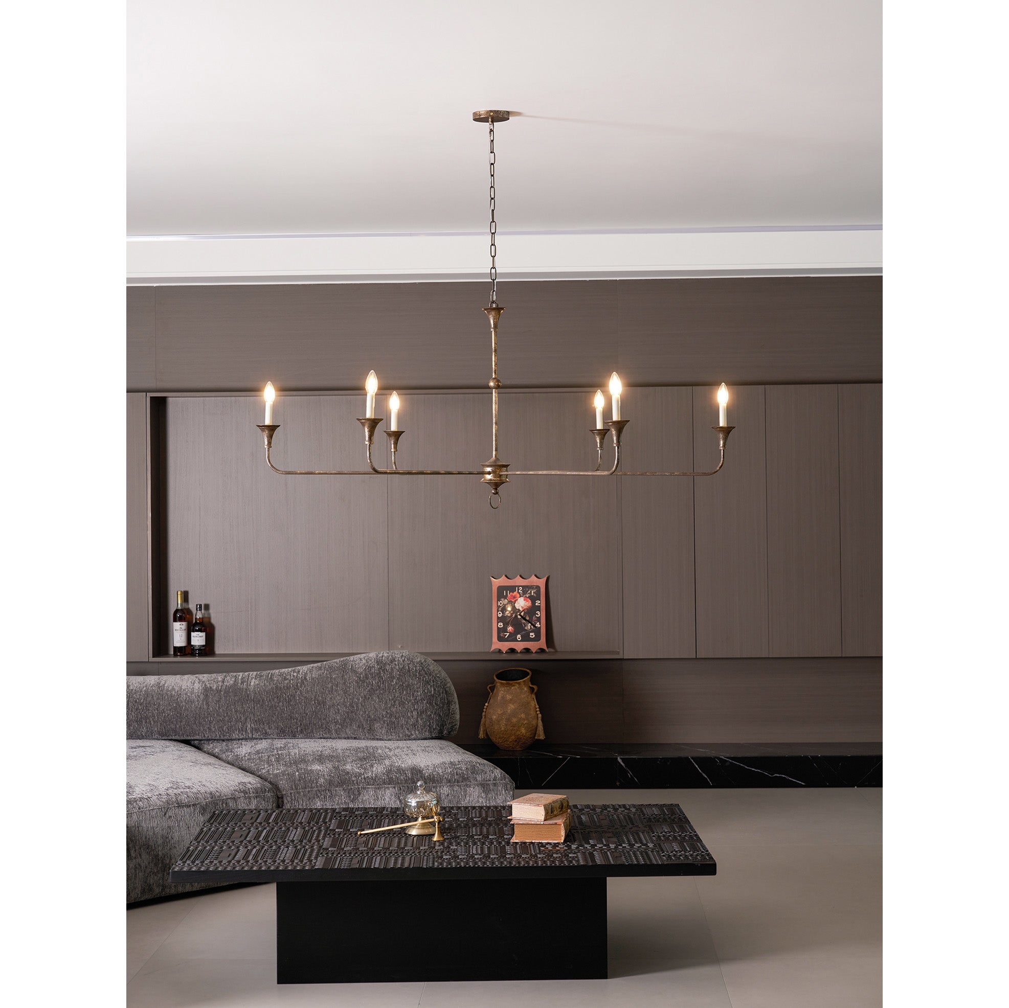 Pendant Light Brass Metal 91.0 cm Dining Room Candle Style Ceiling Chandelier Adjustable Chain E14 Hanging Fixture | Thomler