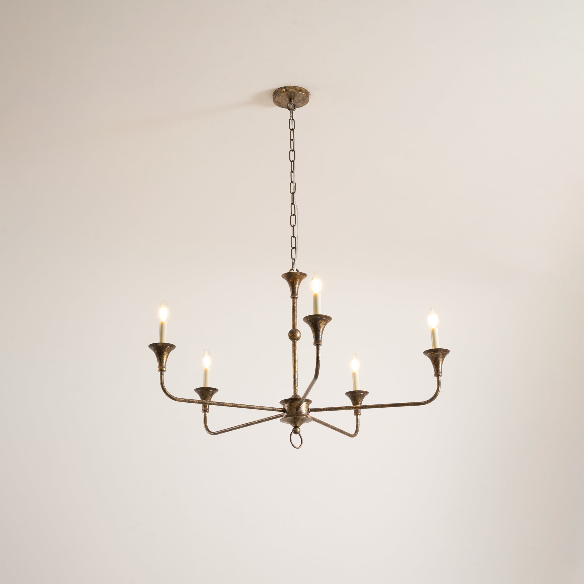 Pendant Light Brass Metal 91.0 cm Dining Room Candle Style Ceiling Chandelier Adjustable Chain E14 Hanging Fixture | Thomler