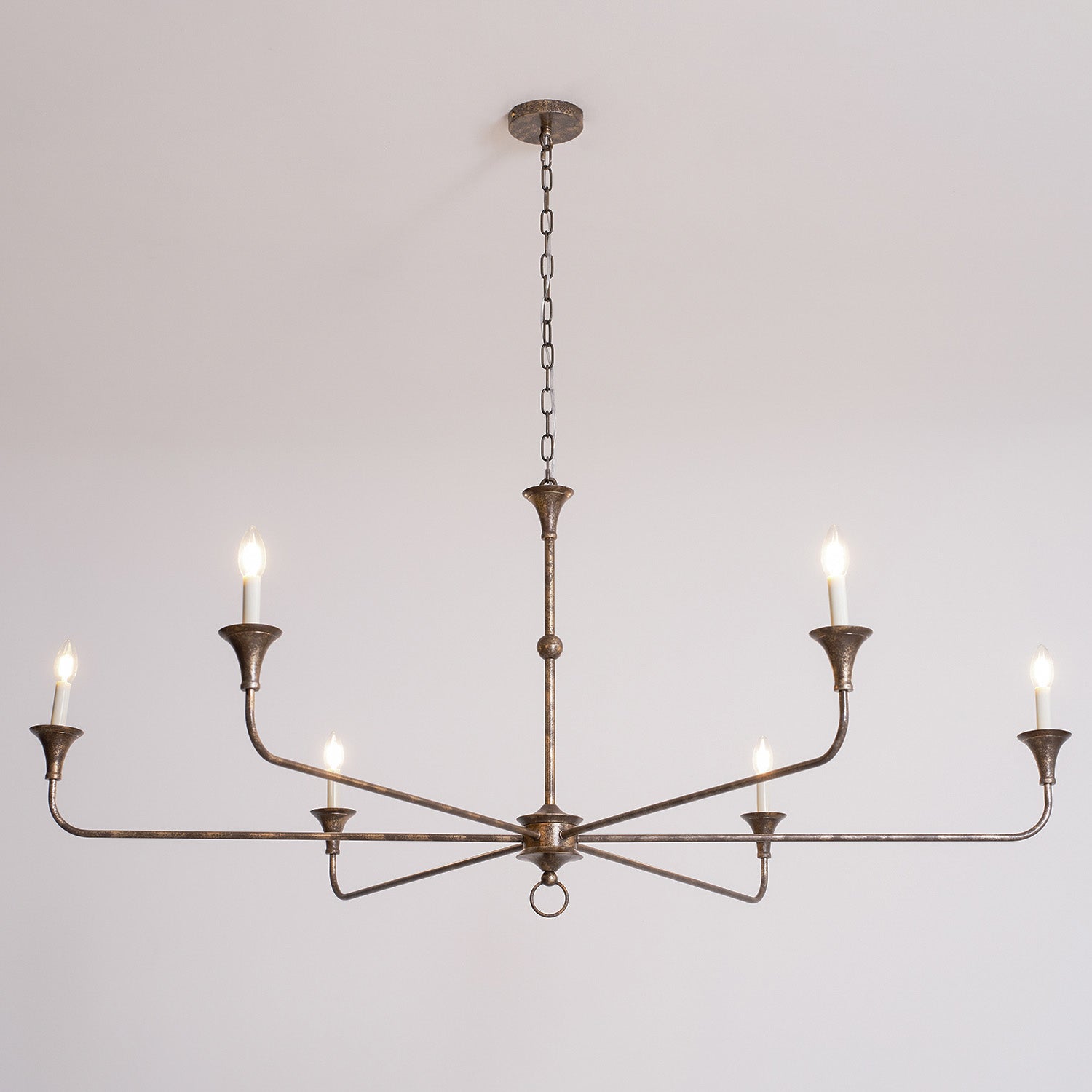 Pendant Light Brass Metal 91.0 cm Dining Room Candle Style Ceiling Chandelier Adjustable Chain E14 Hanging Fixture | Thomler