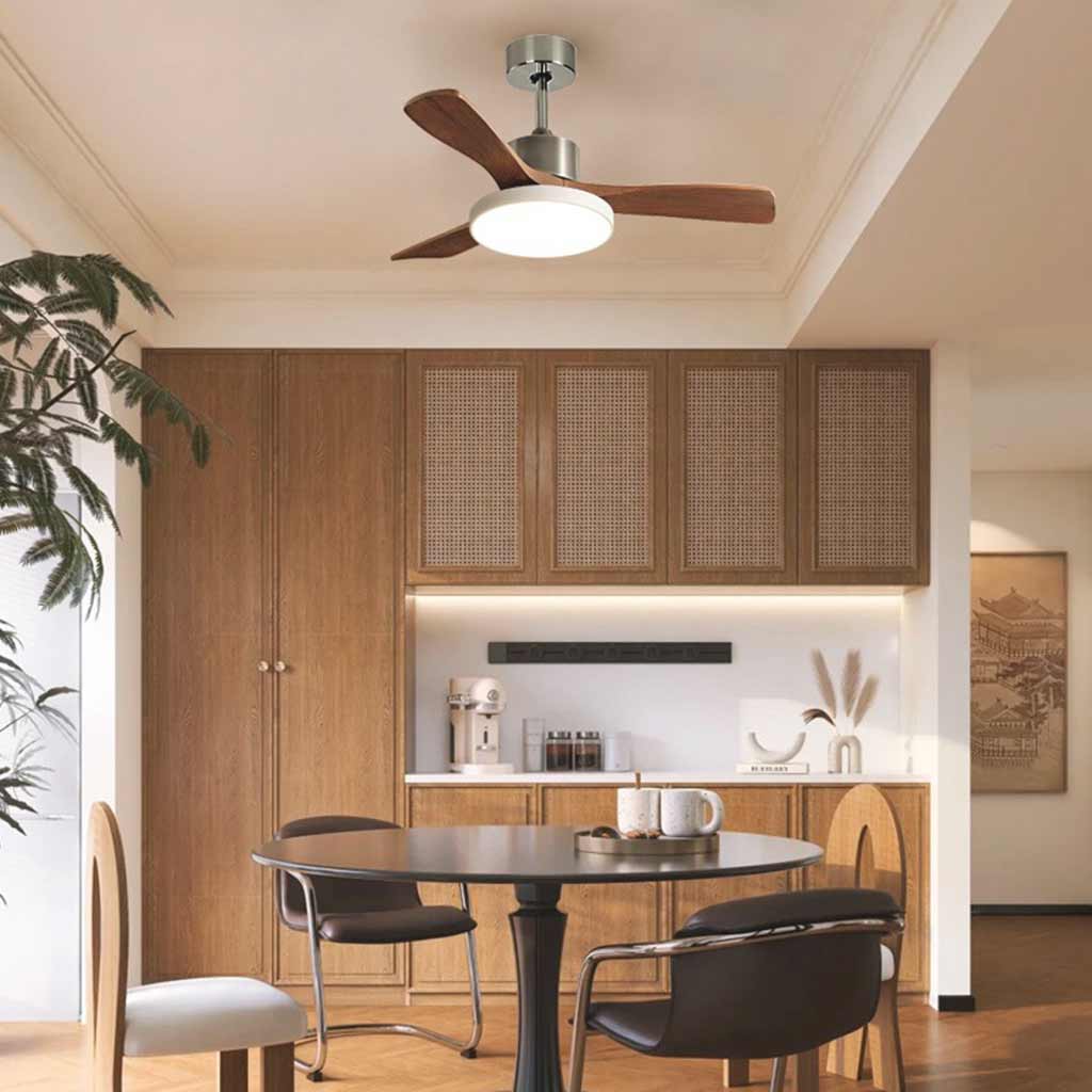 Ceiling Fan Wood 36.2 in LED Modern Bedroom Living Room Low Profile Remote Control Quiet Cooling Lighting Fixture | Thomler