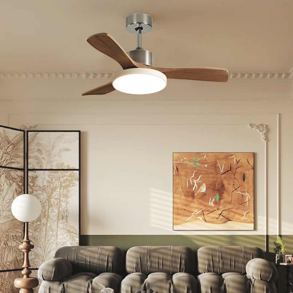 Ceiling Fan Wood 36.2 in LED Modern Bedroom Living Room Low Profile Remote Control Quiet Cooling Lighting Fixture | Thomler