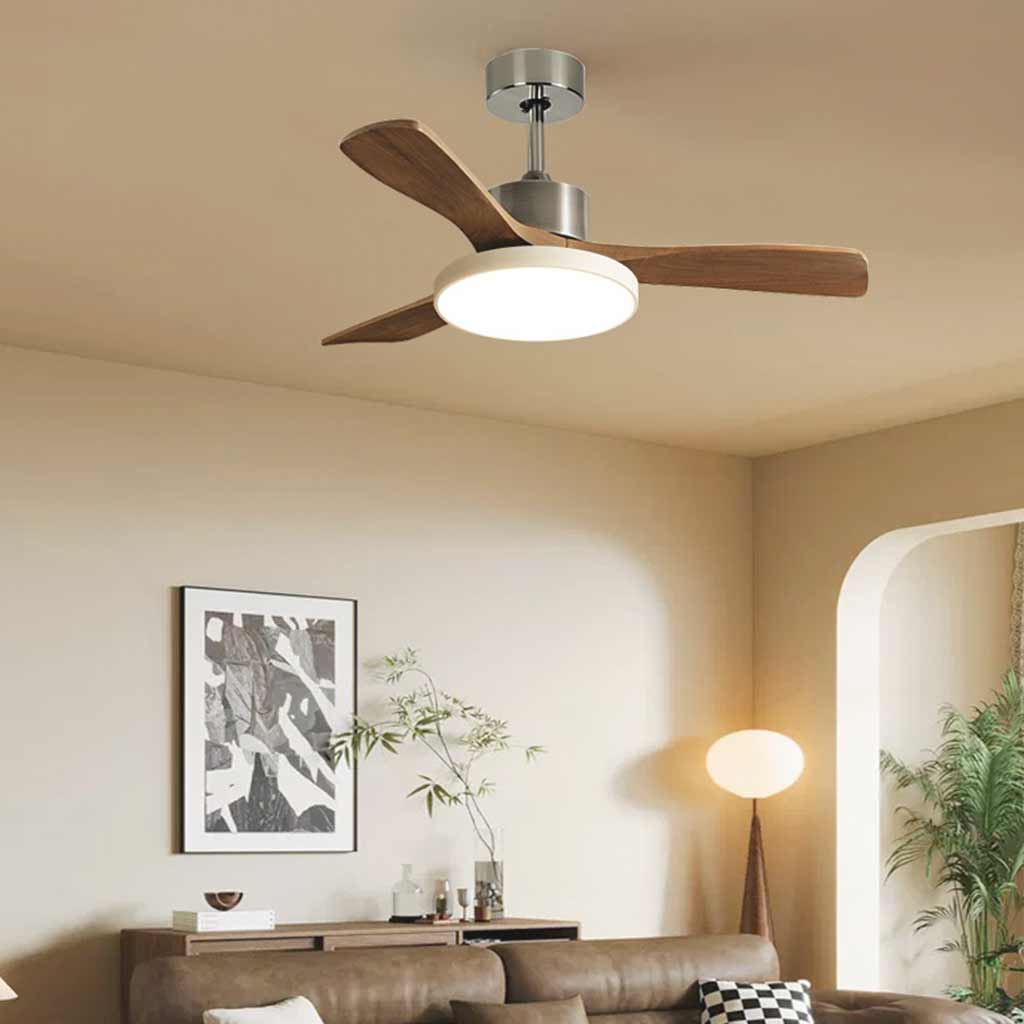 Ceiling Fan Wood 36.2 in LED Modern Bedroom Living Room Low Profile Remote Control Quiet Cooling Lighting Fixture | Thomler