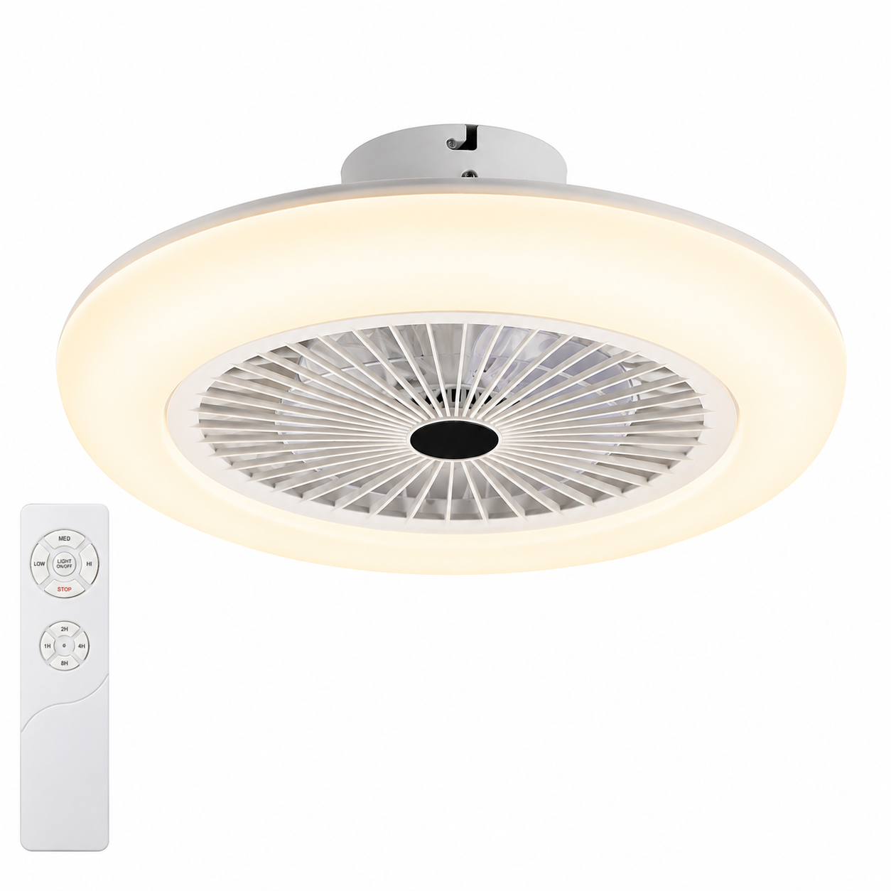 80W Ceiling Fan Light Combo 10 Inch Remote Control 3 Speed LED Flush Mount with Timer for Bedroom Living Room | Thomler
