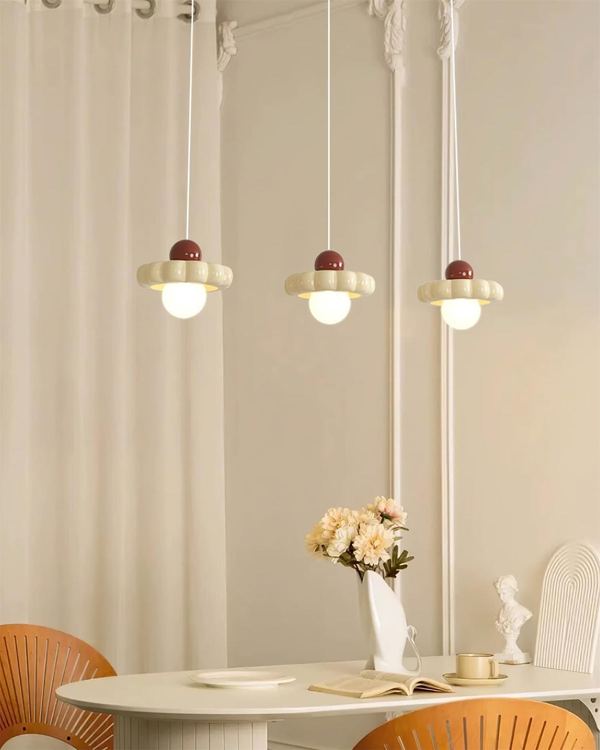 Retro Globe Pendant Light with Curved Shade – G9 Socket Ceiling Fixture for Dining Room Kitchen Bedroom – Adjustable Hanging Lamp Modern | Thomler