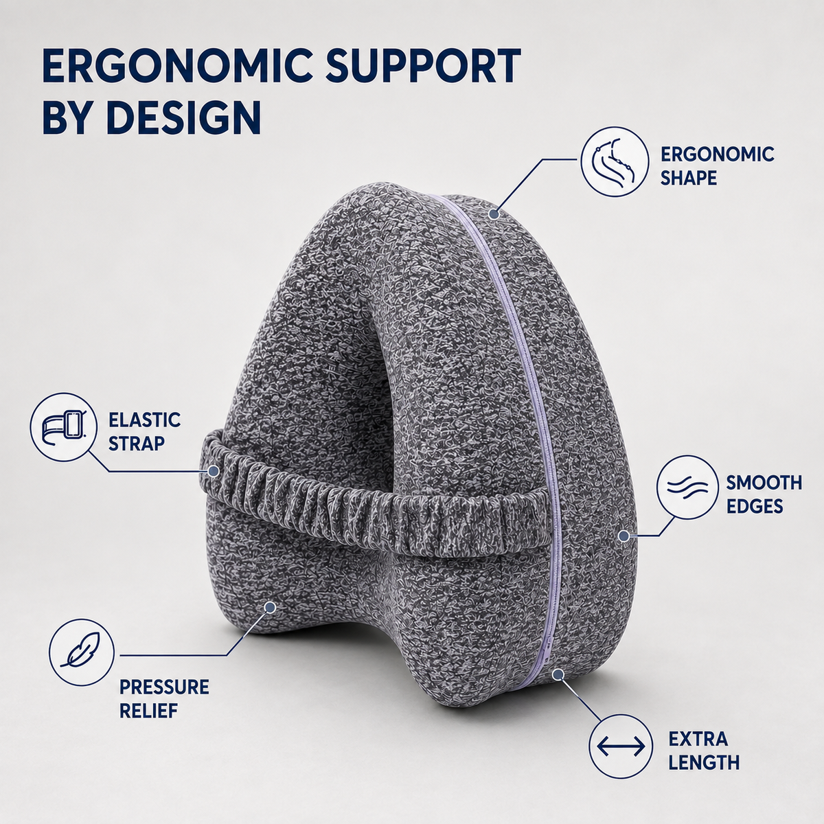 Ergonomic Knee Cushion for Side Sleepers – Contoured Hip Alignment Support Pillow with Adjustable Strap – Breathable Memory Foam for Lower | Thomler