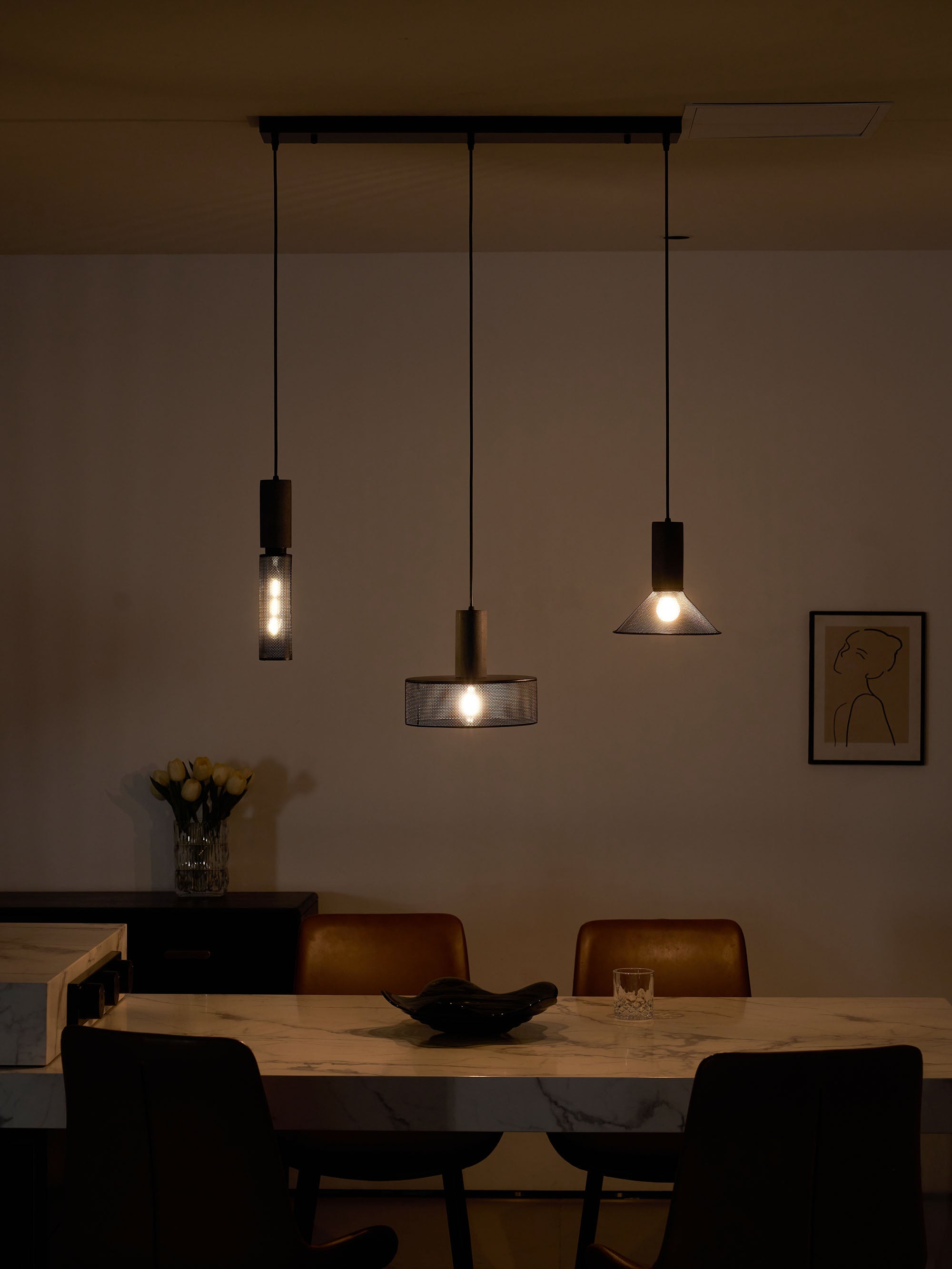 Pendant Light Cement Metal 9.8 in Adjustable Indoor Ceiling Lamp Black Grey Dining Kitchen Bedroom Accent | Thomler