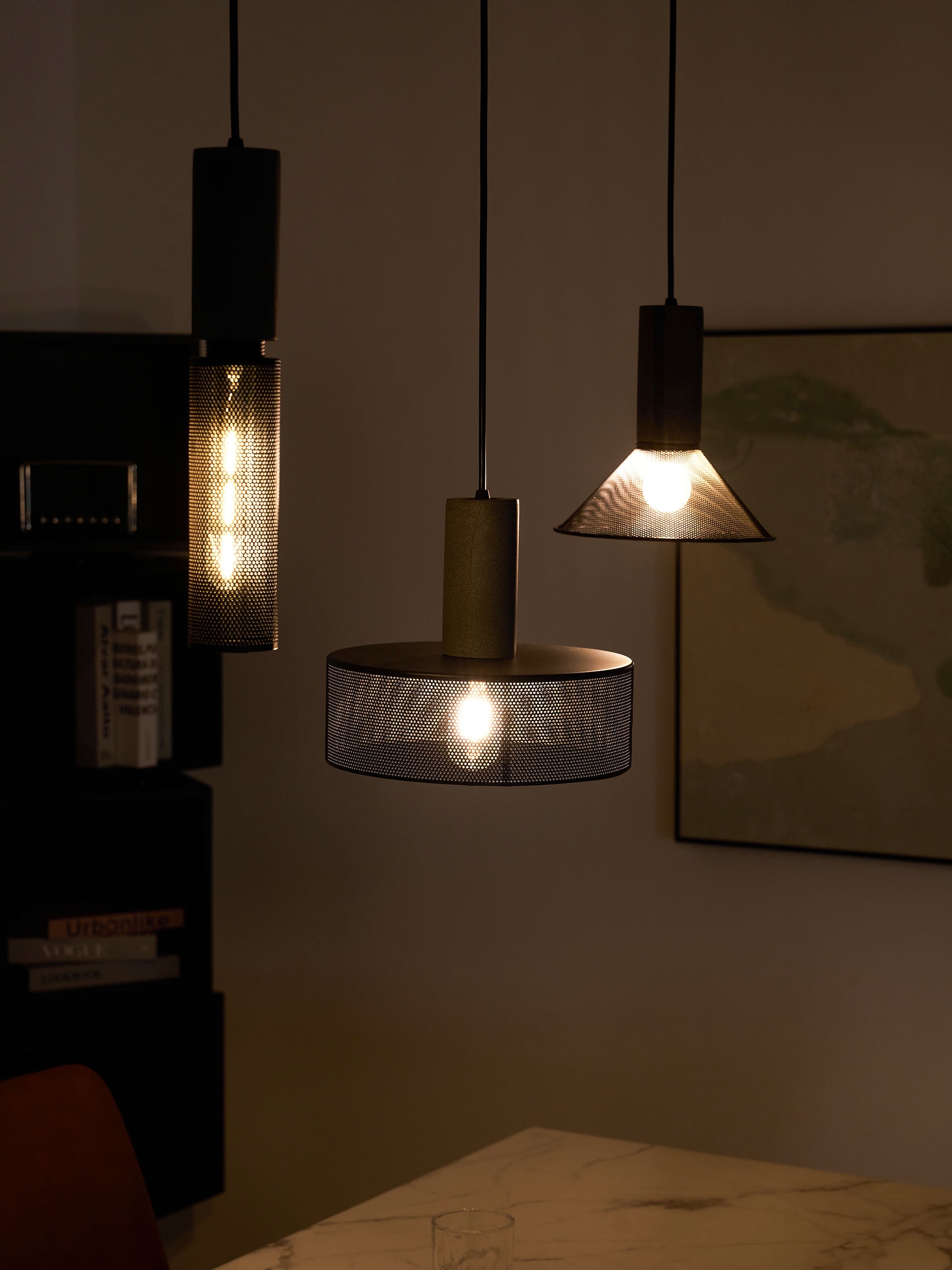 Pendant Light Cement Metal 9.8 in Adjustable Indoor Ceiling Lamp Black Grey Dining Kitchen Bedroom Accent | Thomler