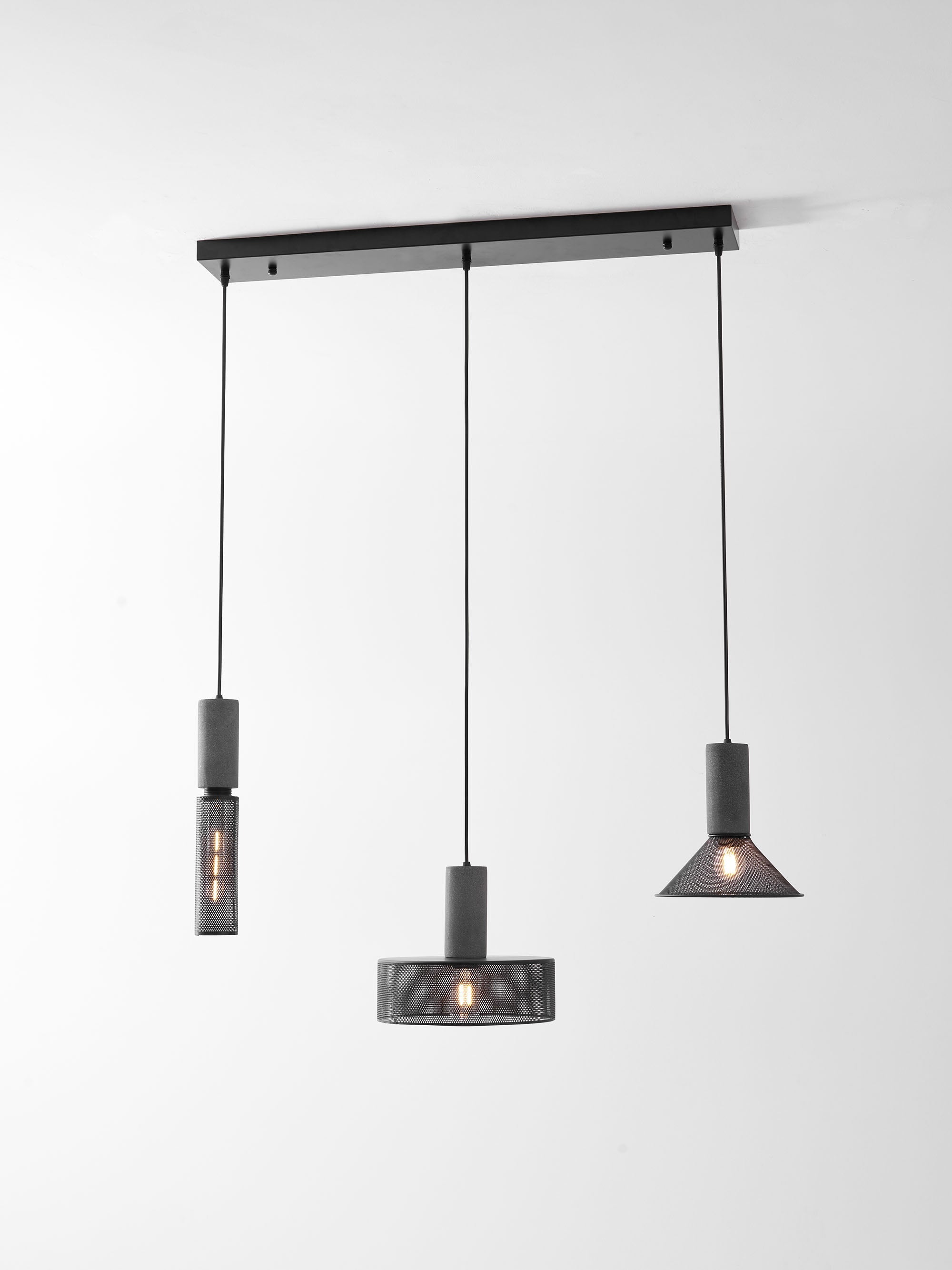 Pendant Light Cement Metal 9.8 in Adjustable Indoor Ceiling Lamp Black Grey Dining Kitchen Bedroom Accent | Thomler