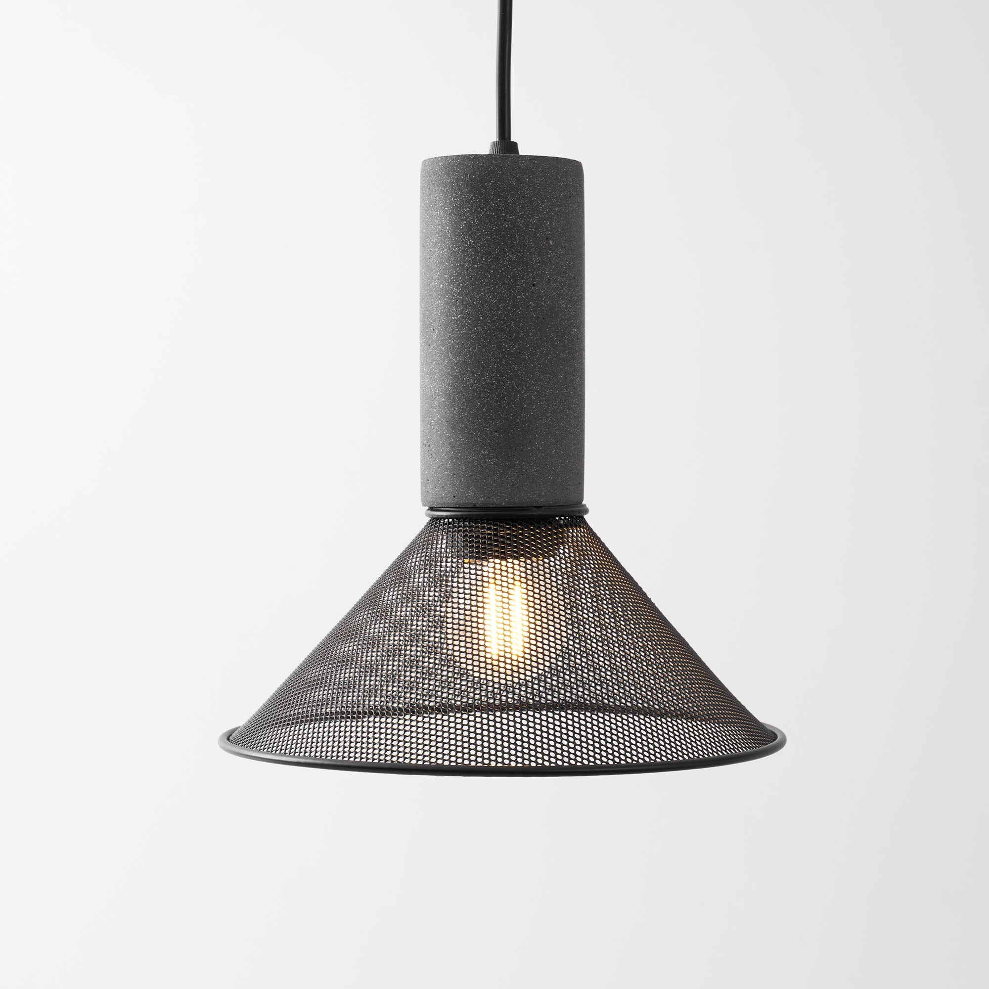 Pendant Light Cement Metal 9.8 in Adjustable Indoor Ceiling Lamp Black Grey Dining Kitchen Bedroom Accent | Thomler