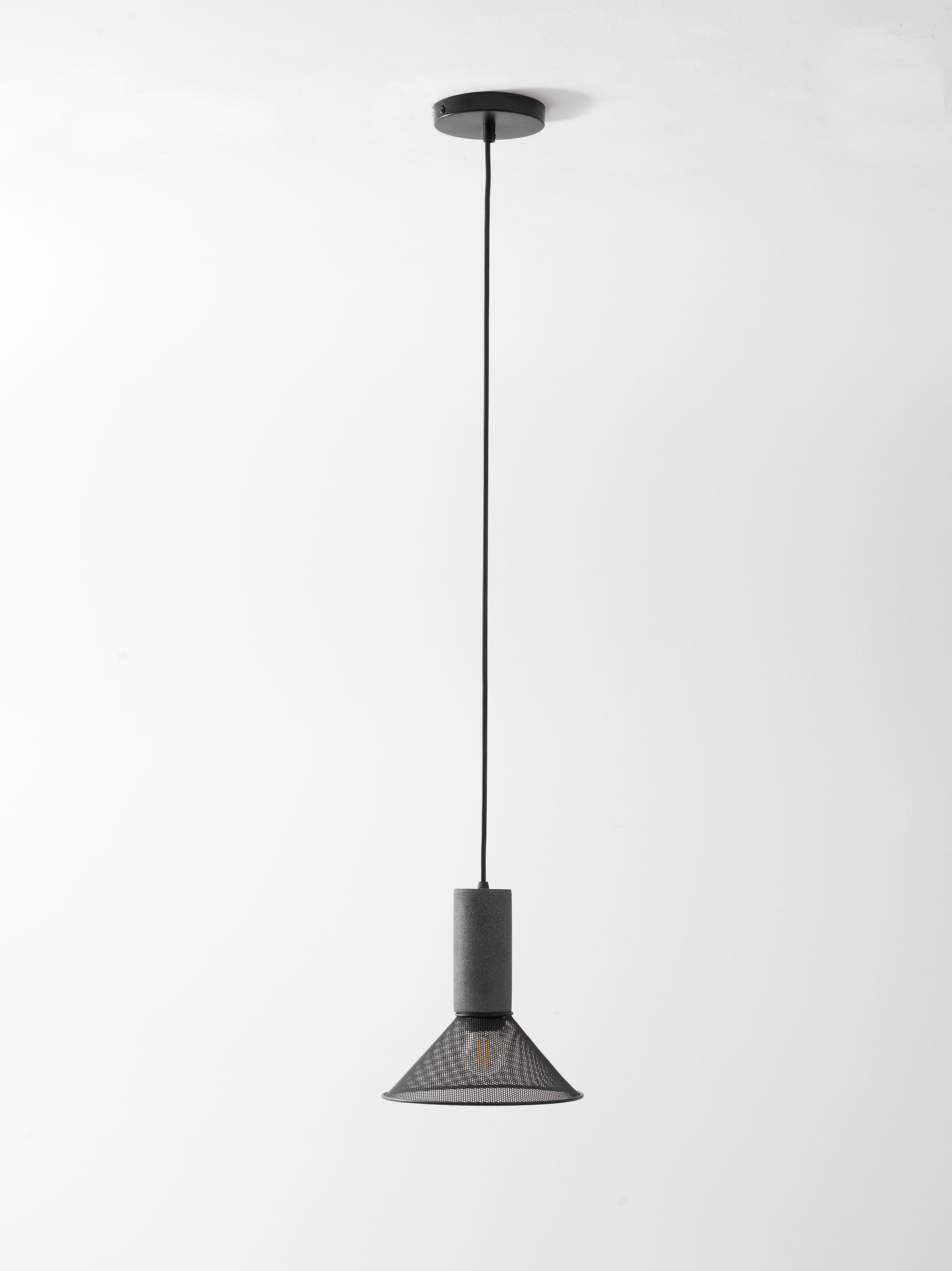 Pendant Light Cement Metal 9.8 in Adjustable Indoor Ceiling Lamp Black Grey Dining Kitchen Bedroom Accent | Thomler