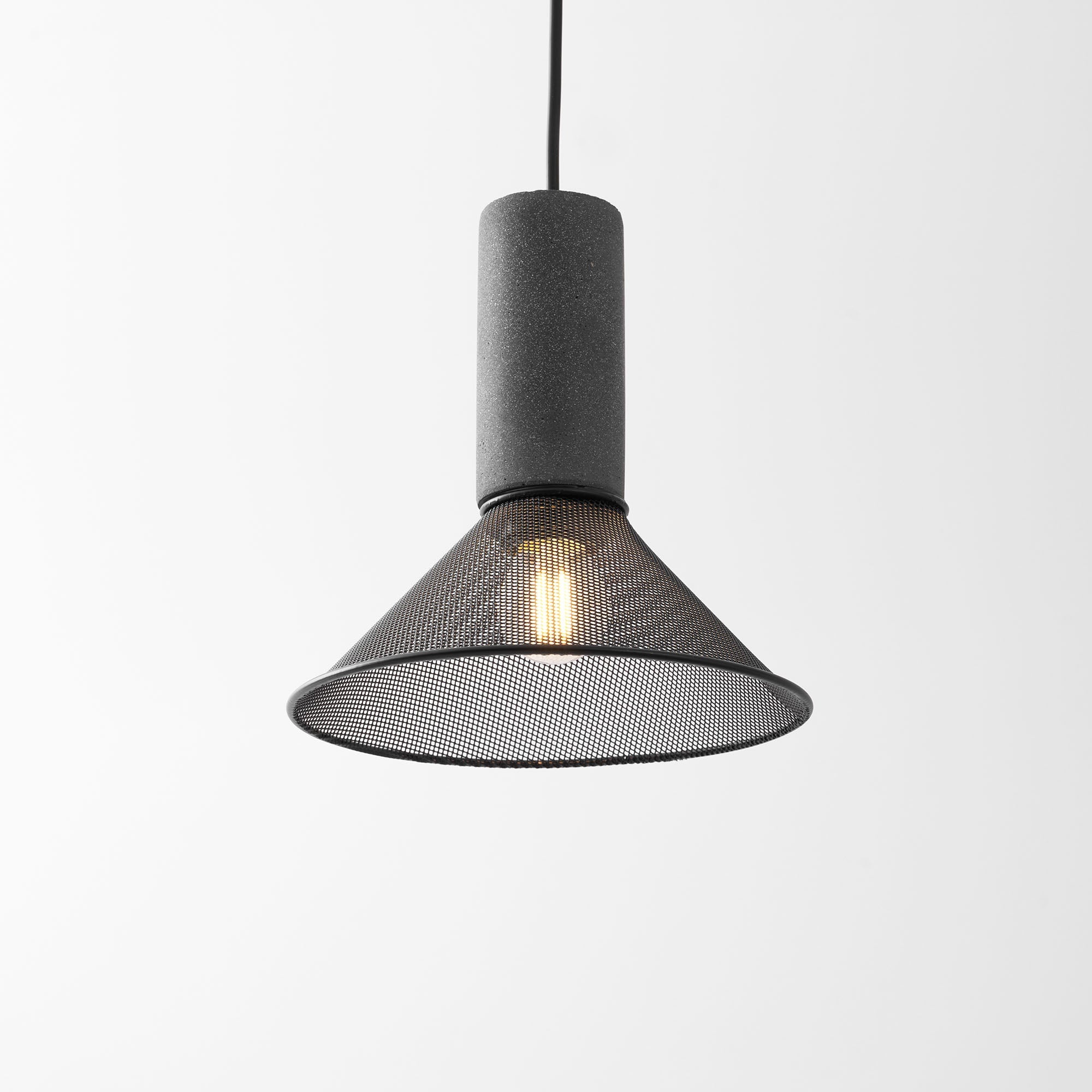 Pendant Light Cement Metal 9.8 in Adjustable Indoor Ceiling Lamp Black Grey Dining Kitchen Bedroom Accent | Thomler