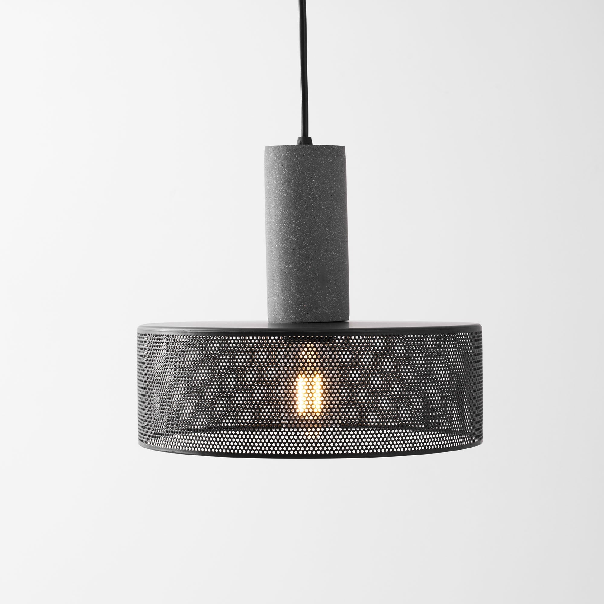 Pendant Light Cement Metal 9.8 in Adjustable Indoor Ceiling Lamp Black Grey Dining Kitchen Bedroom Accent | Thomler