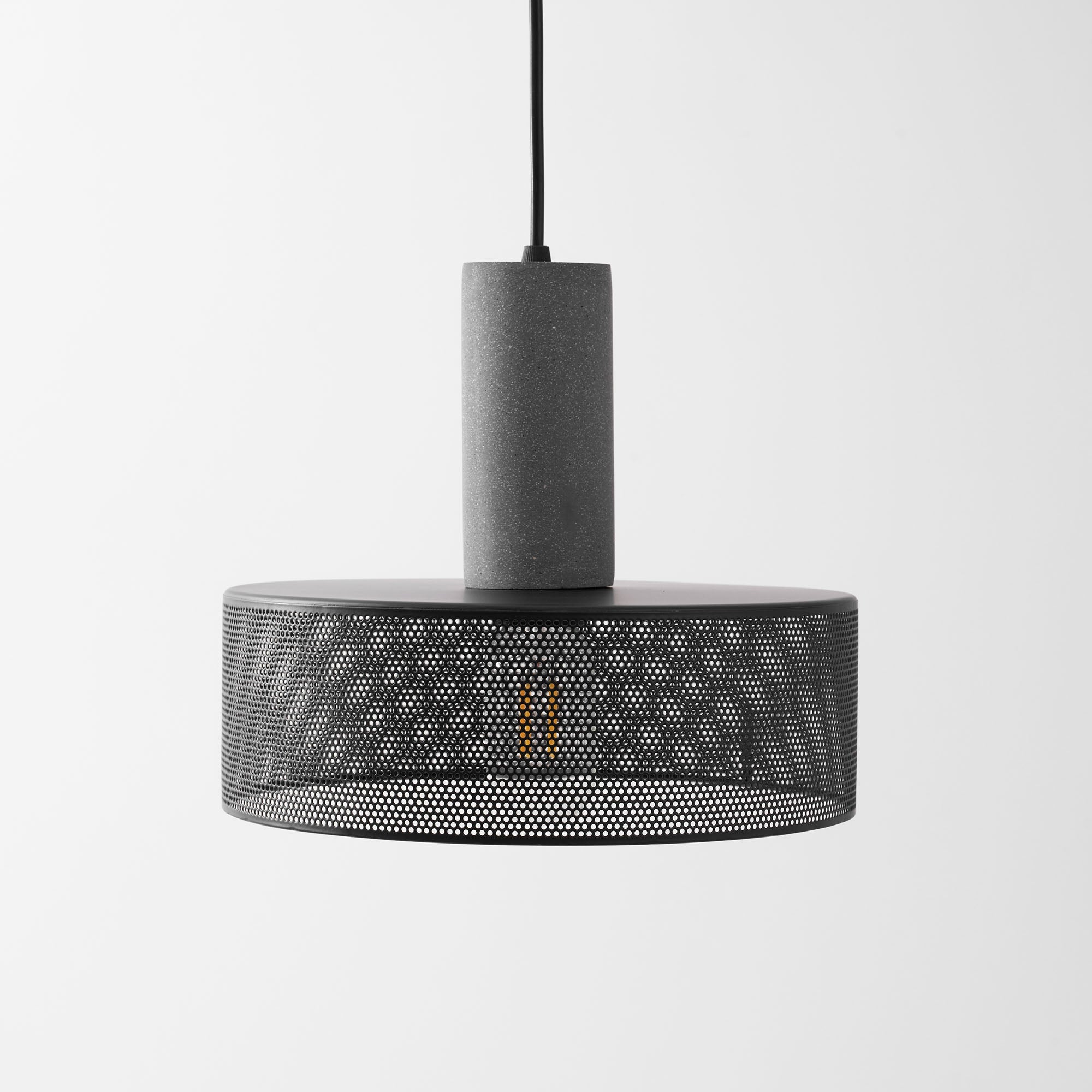 Pendant Light Cement Metal 9.8 in Adjustable Indoor Ceiling Lamp Black Grey Dining Kitchen Bedroom Accent | Thomler