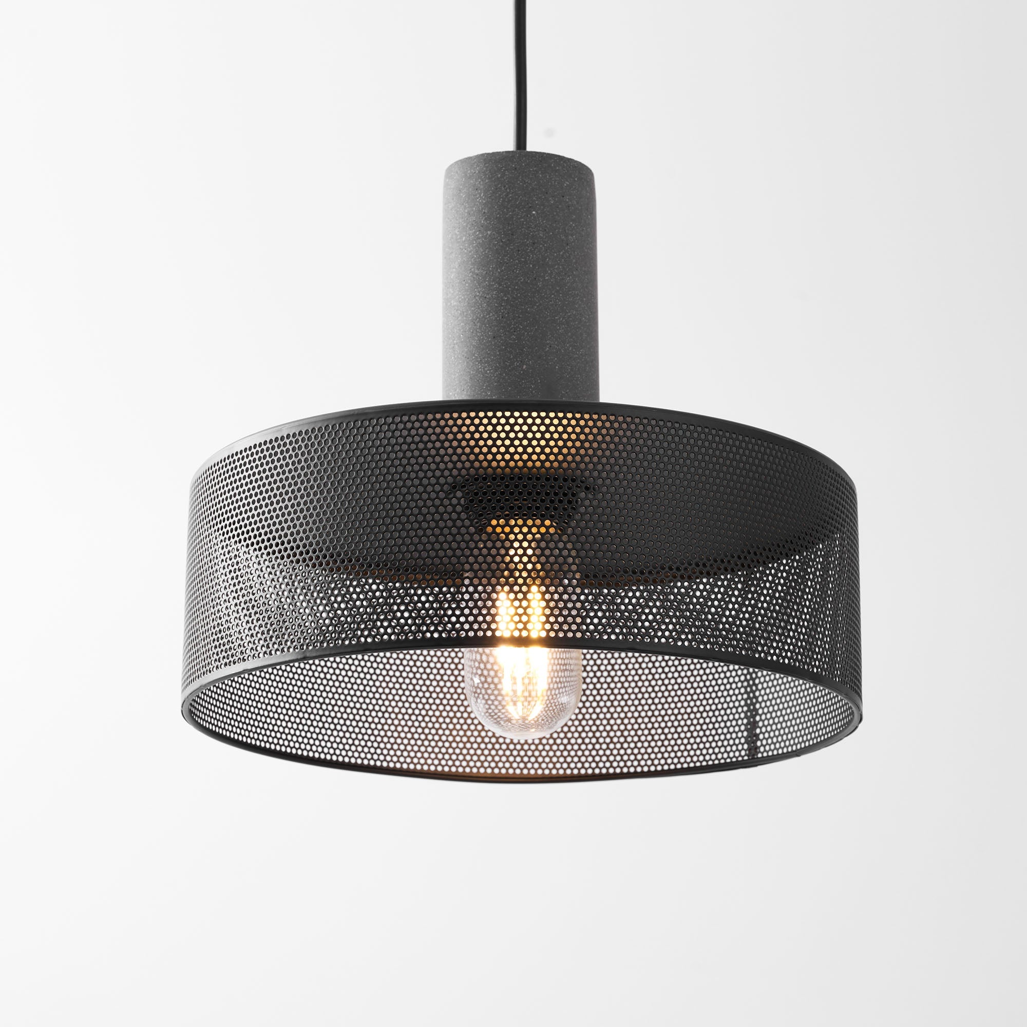 Pendant Light Cement Metal 9.8 in Adjustable Indoor Ceiling Lamp Black Grey Dining Kitchen Bedroom Accent | Thomler