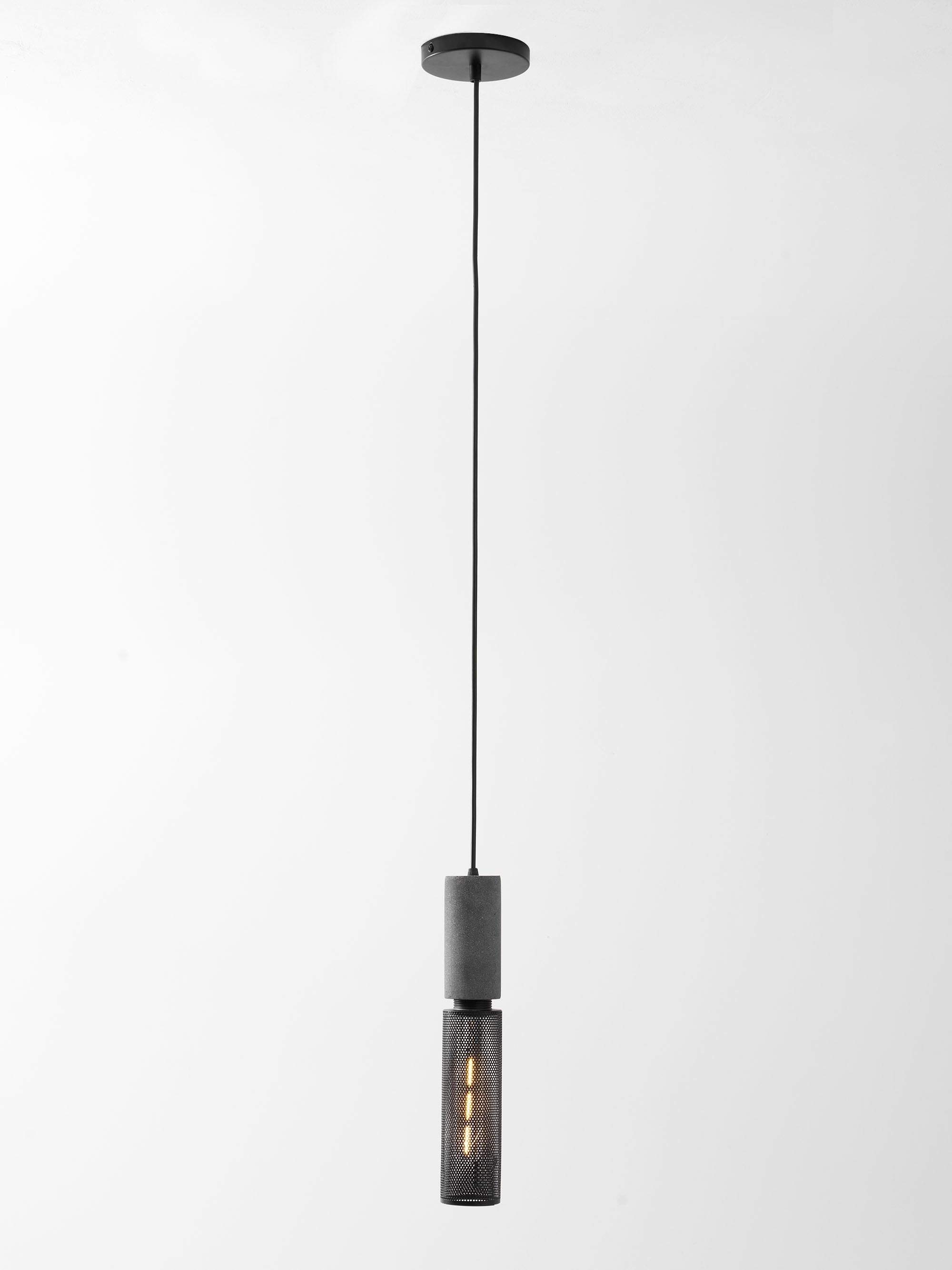 Pendant Light Cement Metal 9.8 in Adjustable Indoor Ceiling Lamp Black Grey Dining Kitchen Bedroom Accent | Thomler