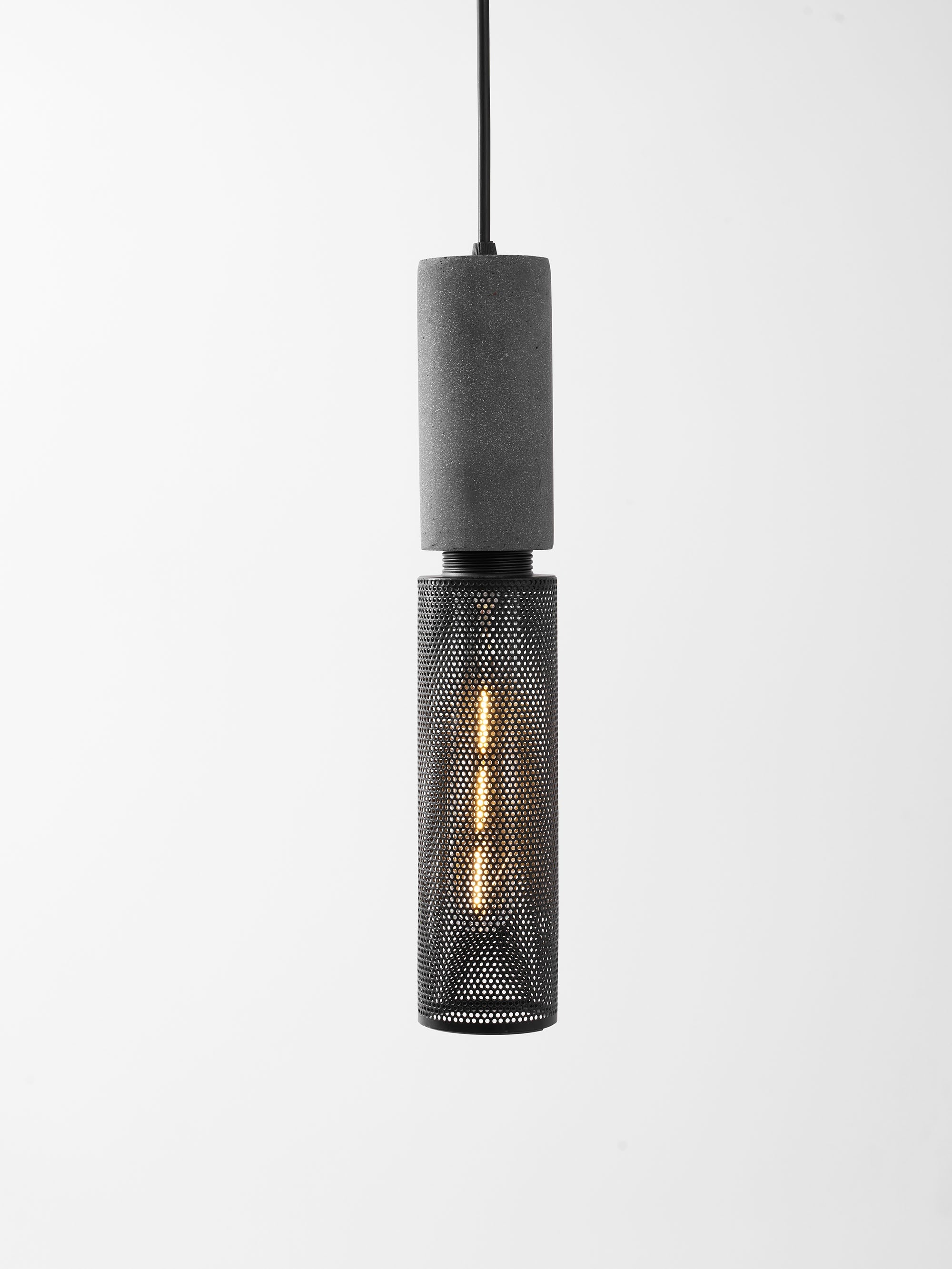 Pendant Light Cement Metal 9.8 in Adjustable Indoor Ceiling Lamp Black Grey Dining Kitchen Bedroom Accent | Thomler