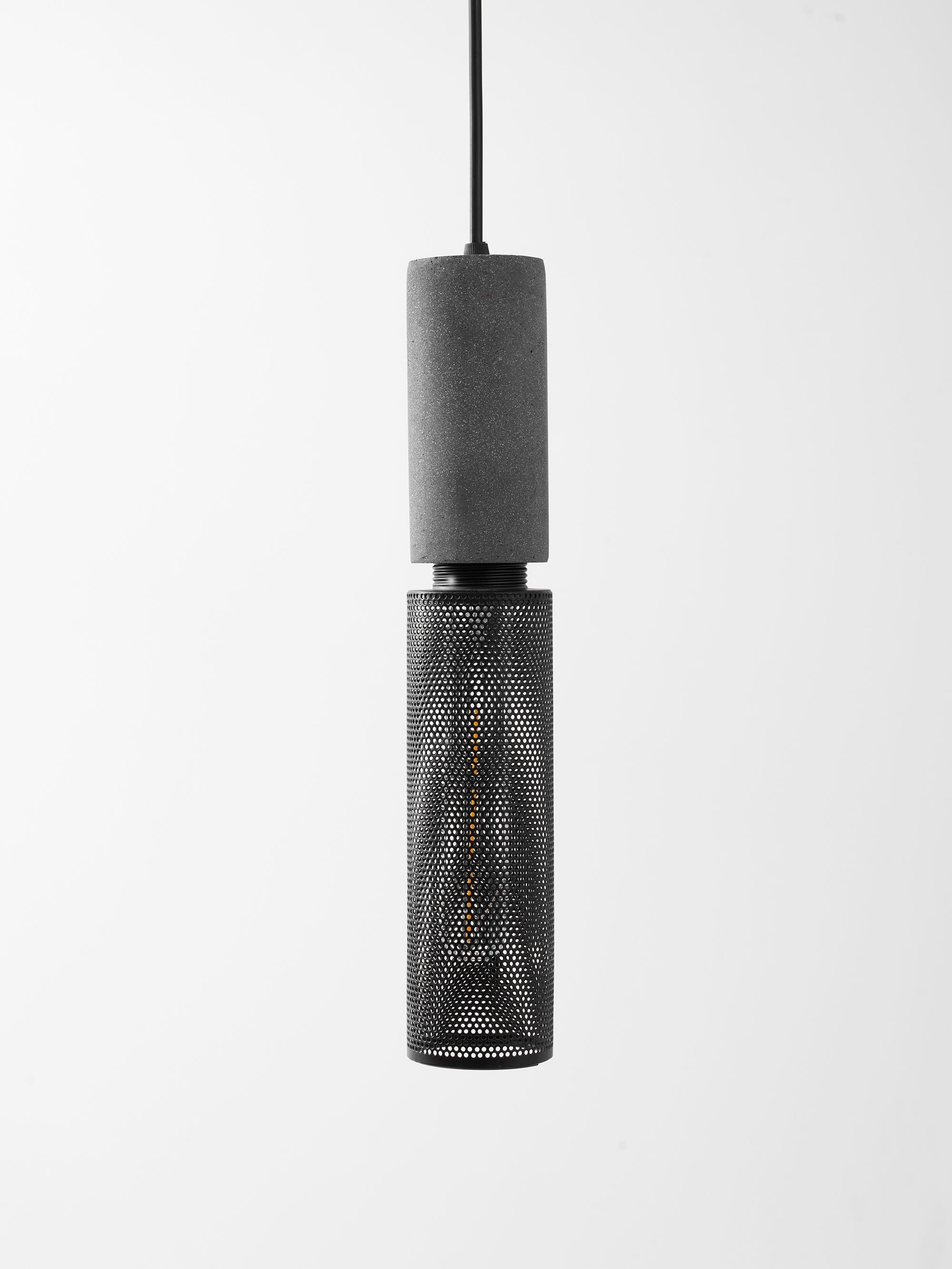 Pendant Light Cement Metal 9.8 in Adjustable Indoor Ceiling Lamp Black Grey Dining Kitchen Bedroom Accent | Thomler