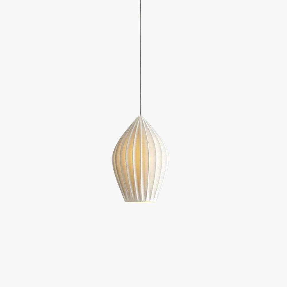 Pendant Light Ribbed Ceramic 5.1 in White Dining Room Hanging Ceiling Fixture E14 Modern Minimalist Kitchen Island Lighting | Thomler
