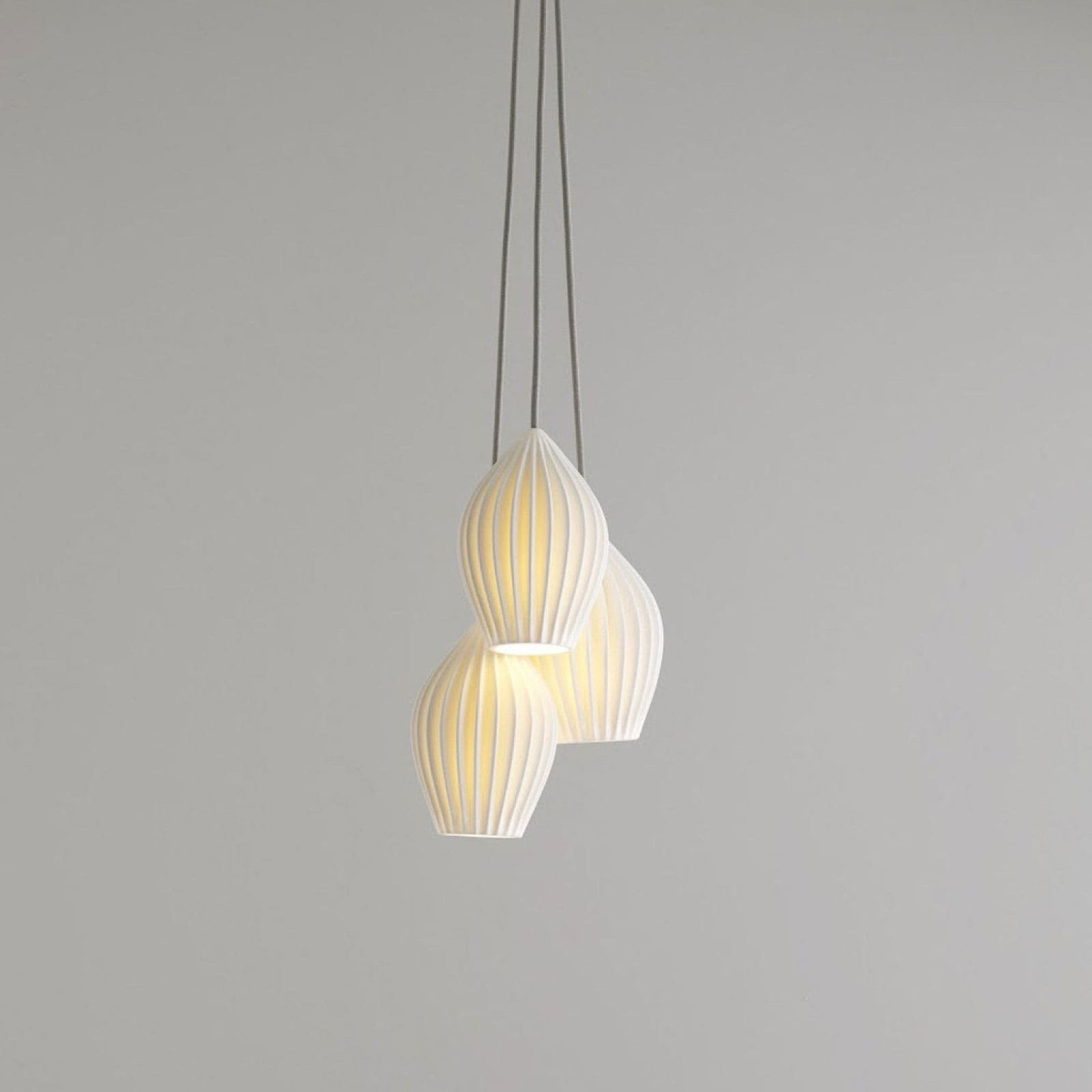 Pendant Light Ribbed Ceramic 5.1 in White Dining Room Hanging Ceiling Fixture E14 Modern Minimalist Kitchen Island Lighting | Thomler