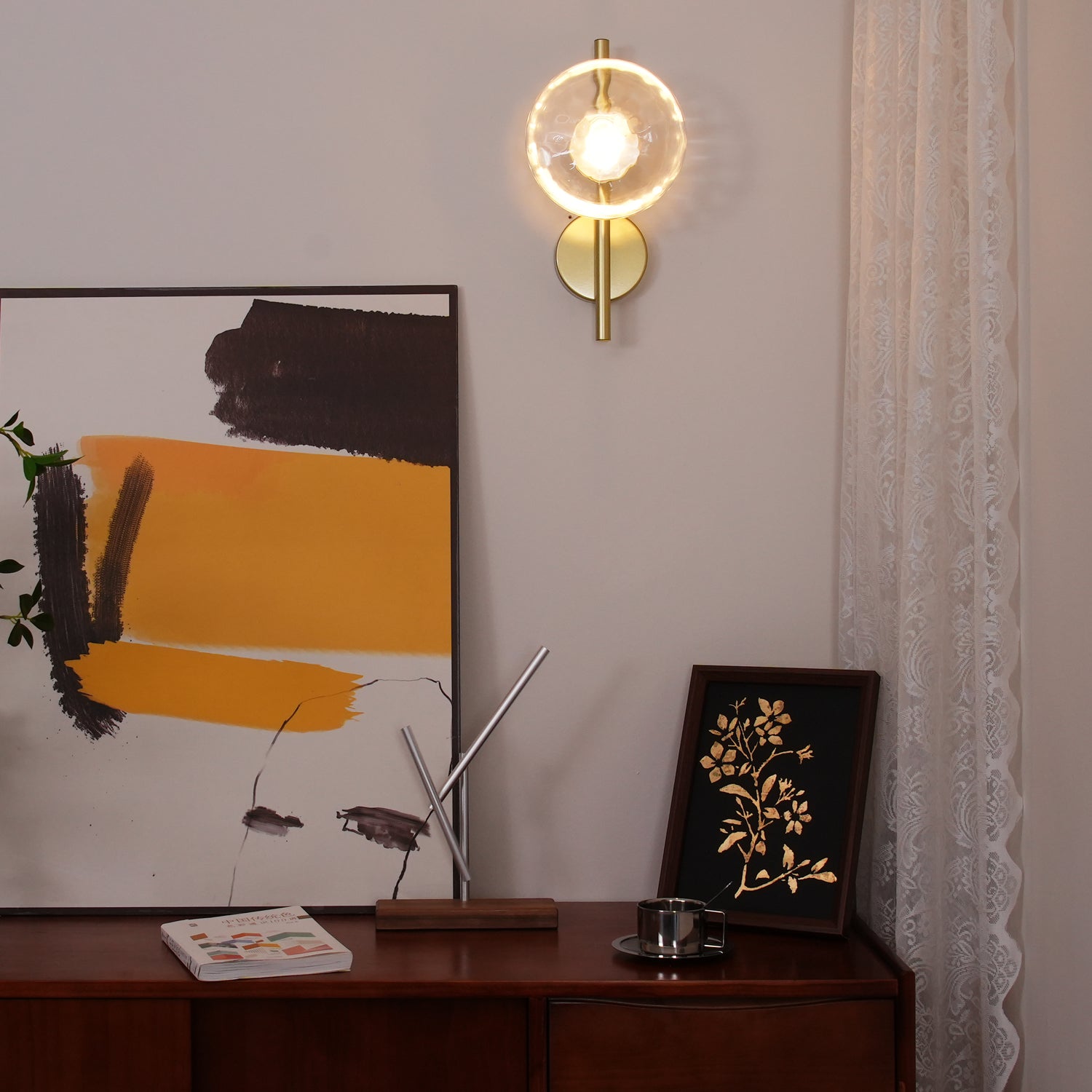Wall Lamp Glass 7.9 in LED Black Or Gold Bedroom Hallway Decorative Modern Sconce Lighting Fixture | Thomler