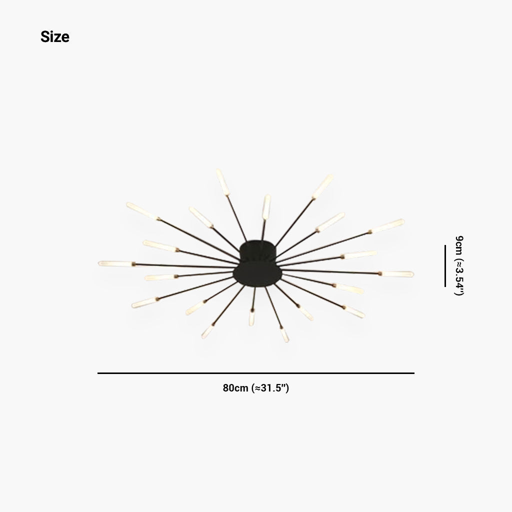 Ceiling Light LED Aluminum 31.5 in Semi Flush Modern Black Gold Living Room Bedroom Dining Room Decorative Lighting | Thomler