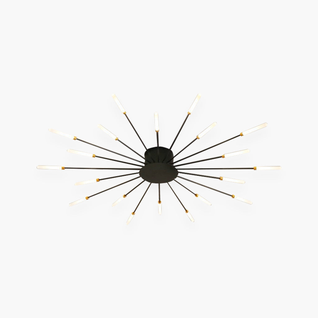 Ceiling Light LED Aluminum 31.5 in Semi Flush Modern Black Gold Living Room Bedroom Dining Room Decorative Lighting | Thomler