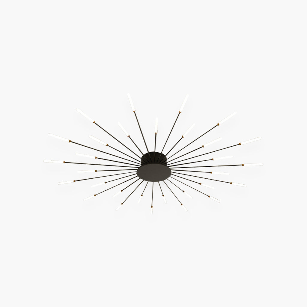 Ceiling Light LED Aluminum 31.5 in Semi Flush Modern Black Gold Living Room Bedroom Dining Room Decorative Lighting | Thomler