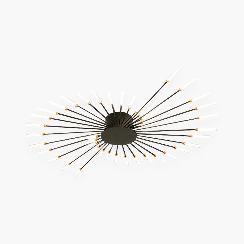 Ceiling Light LED Aluminum 31.5 in Semi Flush Modern Black Gold Living Room Bedroom Dining Room Decorative Lighting | Thomler