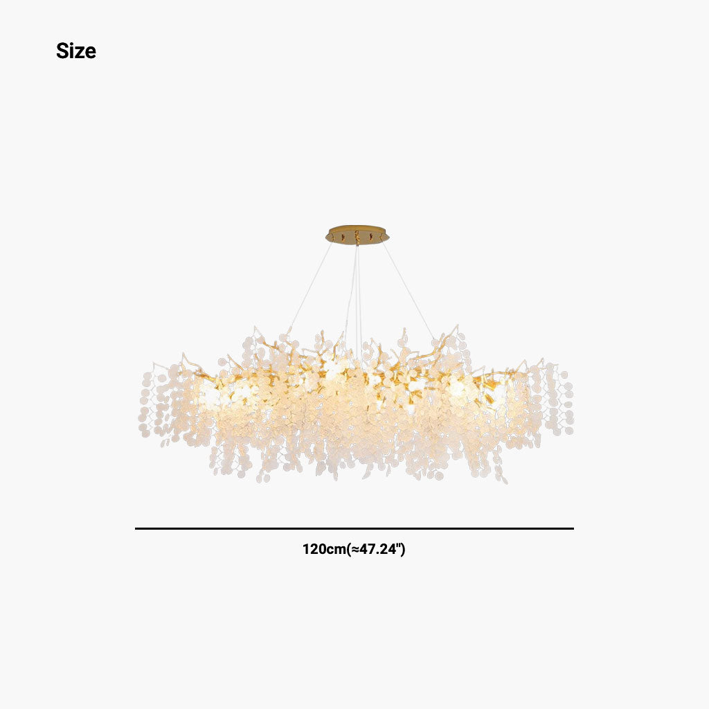 Chandelier Aluminum Glass 15.8 in Round Gold Modern Living Room Dining Lighting Fixture | Thomler