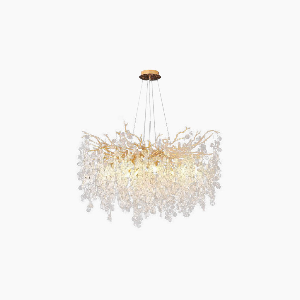 Chandelier Aluminum Glass 15.8 in Round Gold Modern Living Room Dining Lighting Fixture | Thomler