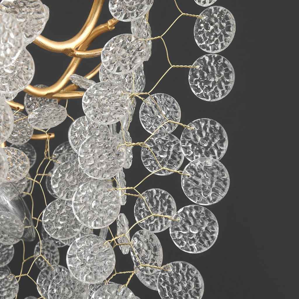 Chandelier Aluminum Glass 15.8 in Round Gold Modern Living Room Dining Lighting Fixture | Thomler