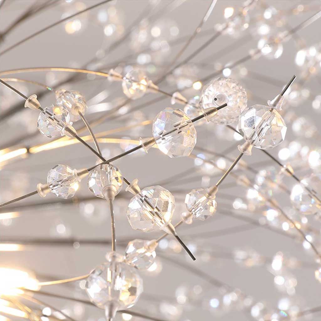 Chandelier Metal Crystal 23.6 in Adjustable Living Room Dining Foyer Ceiling Light Modern Nordic Style | Thomler