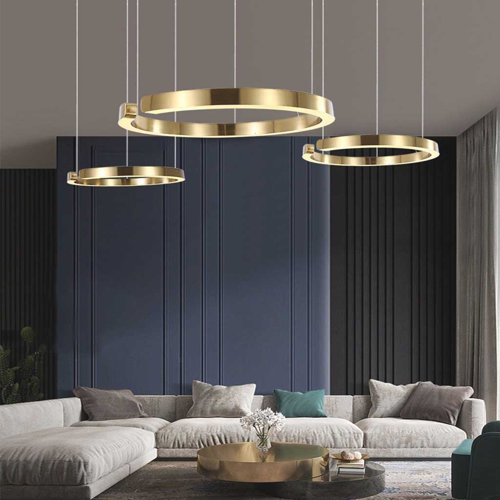 Pendant Light Aluminum Circular LED Chandelier 31.5 in Adjustable Living Room Dining Room Modern Minimalist Ceiling Lamp | Thomler