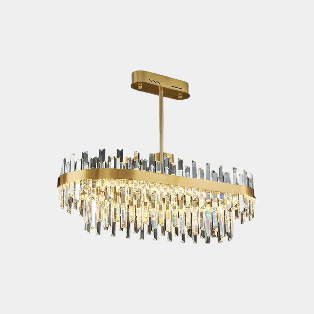 Chandelier Metal K9 Crystal 31.5 in Adjustable Gold Living Room Dining Ceiling Light Luxury Modern Nordic Lighting | Thomler