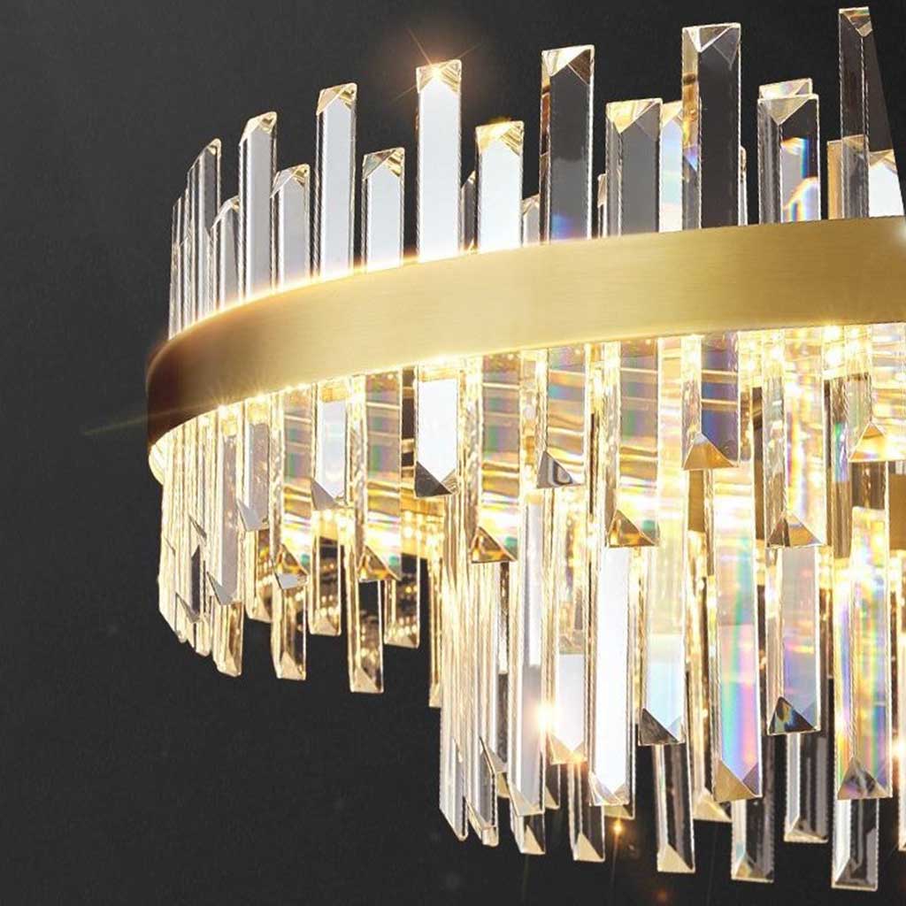 Chandelier Metal K9 Crystal 31.5 in Adjustable Gold Living Room Dining Ceiling Light Luxury Modern Nordic Lighting | Thomler