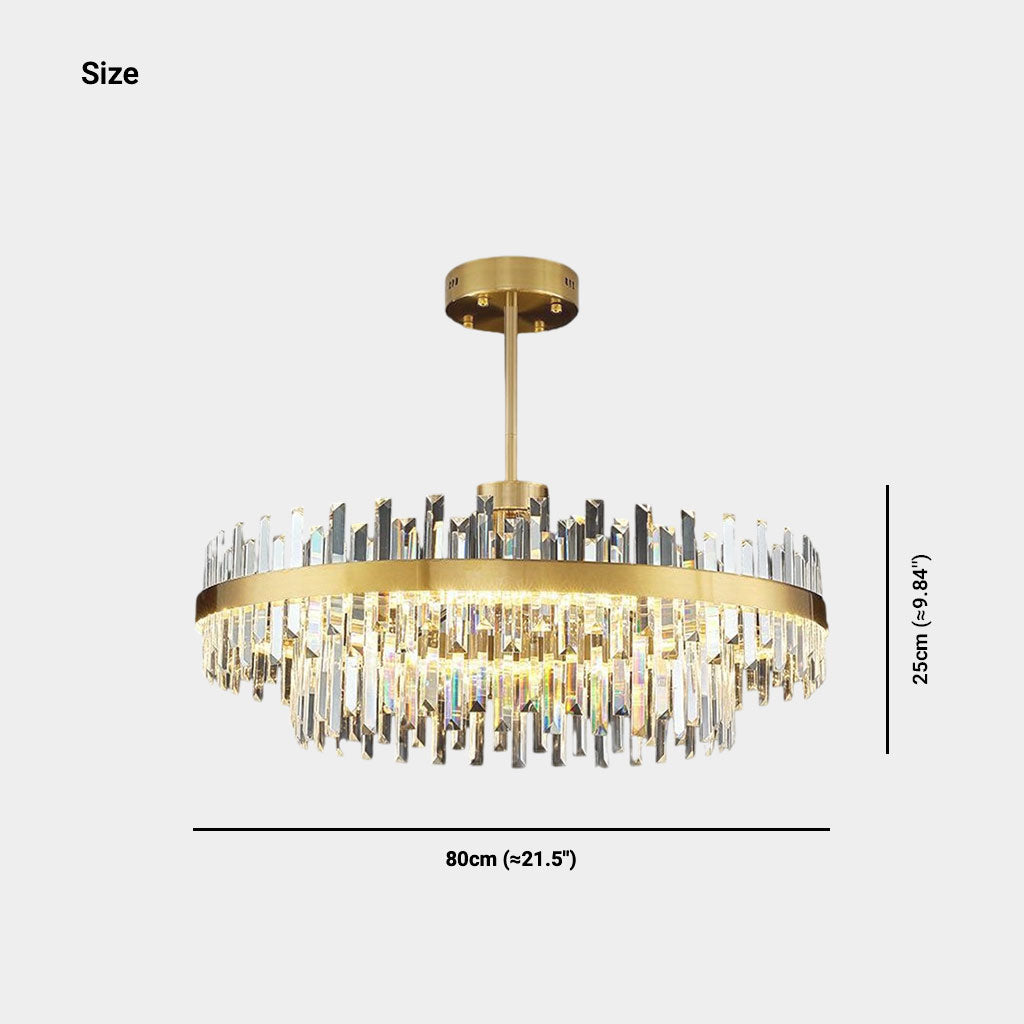 Chandelier Metal K9 Crystal 31.5 in Adjustable Gold Living Room Dining Ceiling Light Luxury Modern Nordic Lighting | Thomler