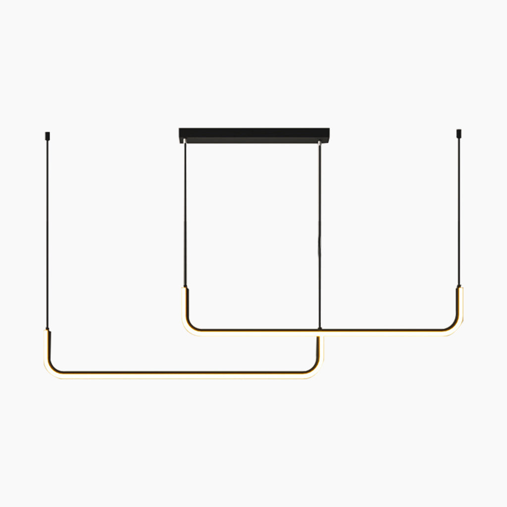 Chandelier Metal Linear 35.4 in Adjustable LED Black Gold Living Room Dining Room Bedroom Lighting | Thomler